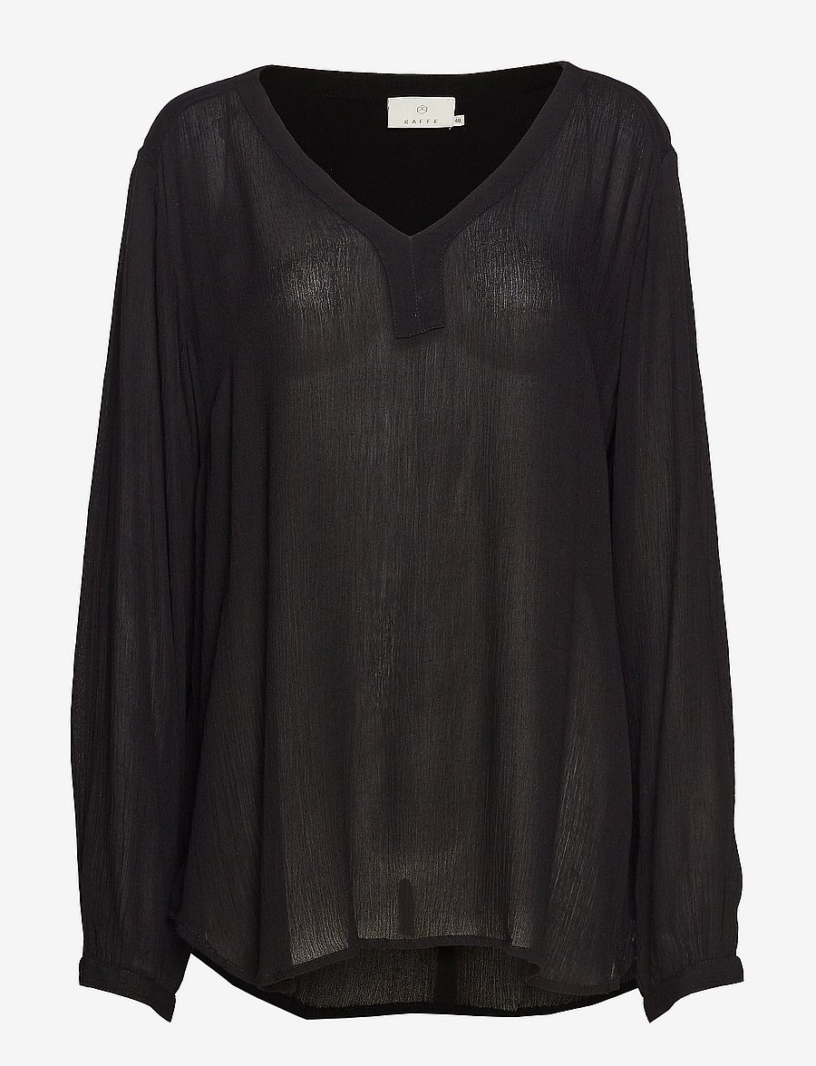 Kaffe - Amber LS Blouse - pikkade varrukatega pluusid - black deep - 0