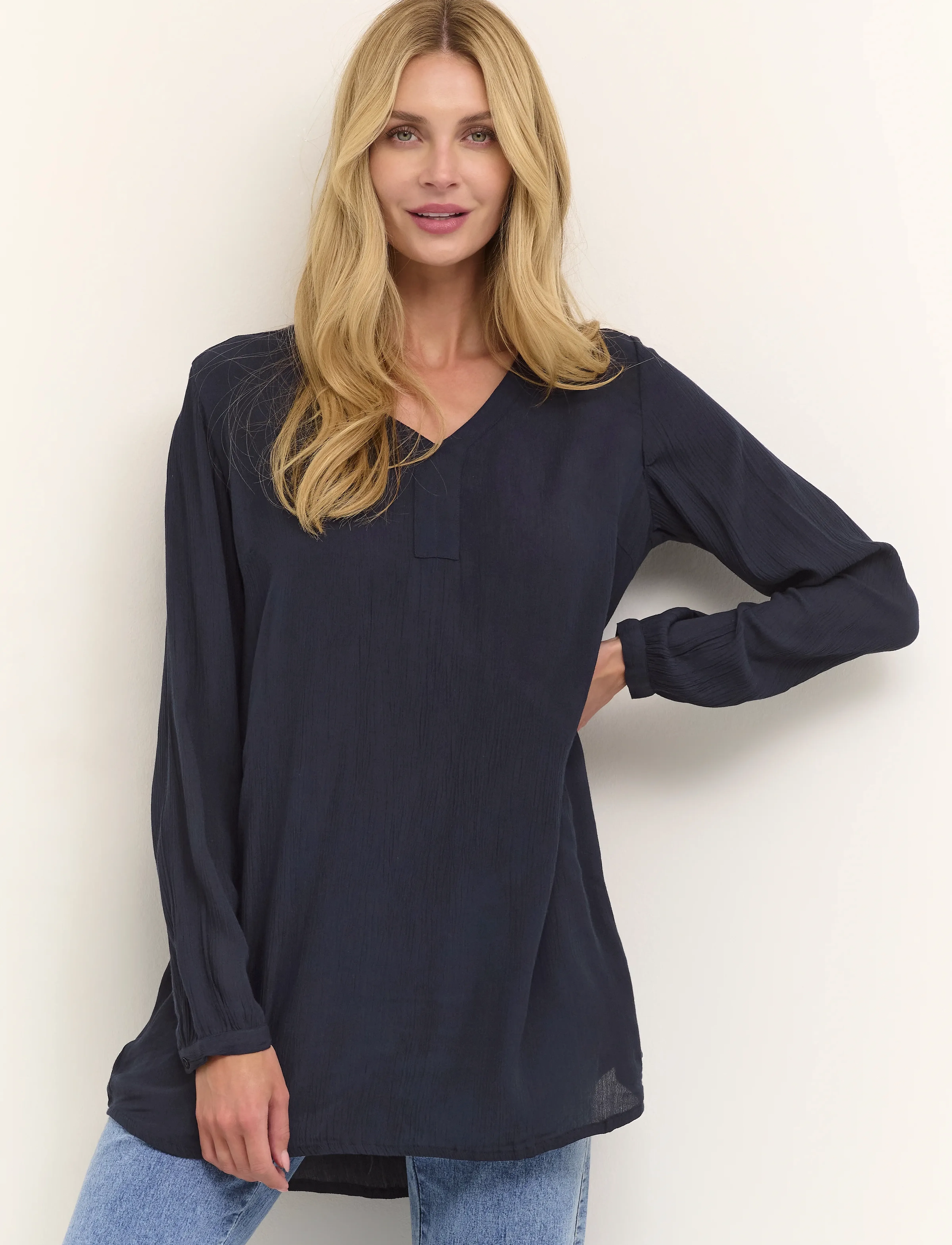 Kaffe - Amber V-Neck Tunic - madalaimad hinnad - midnight marine - 0