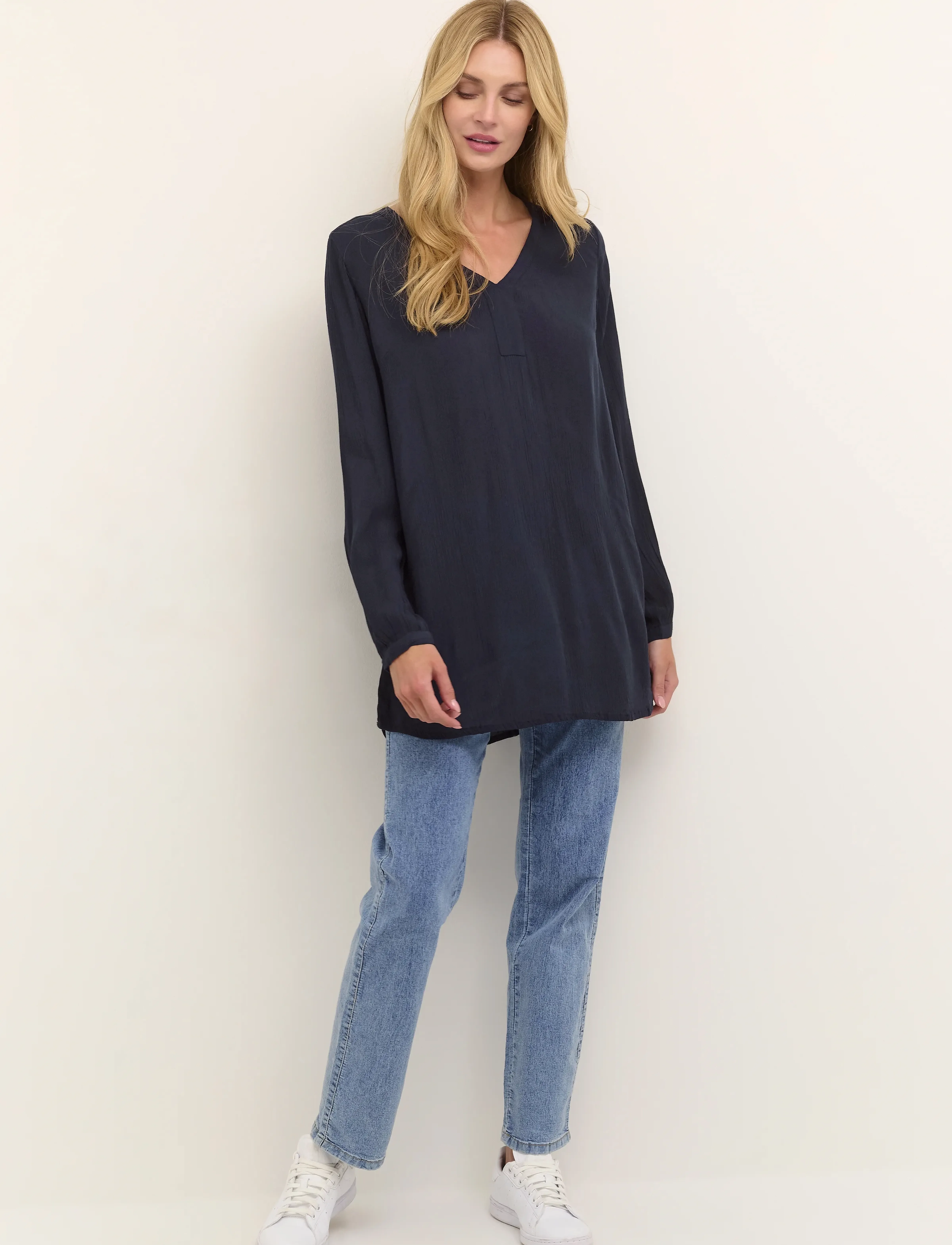 Kaffe - Amber V-Neck Tunic - madalaimad hinnad - midnight marine - 3