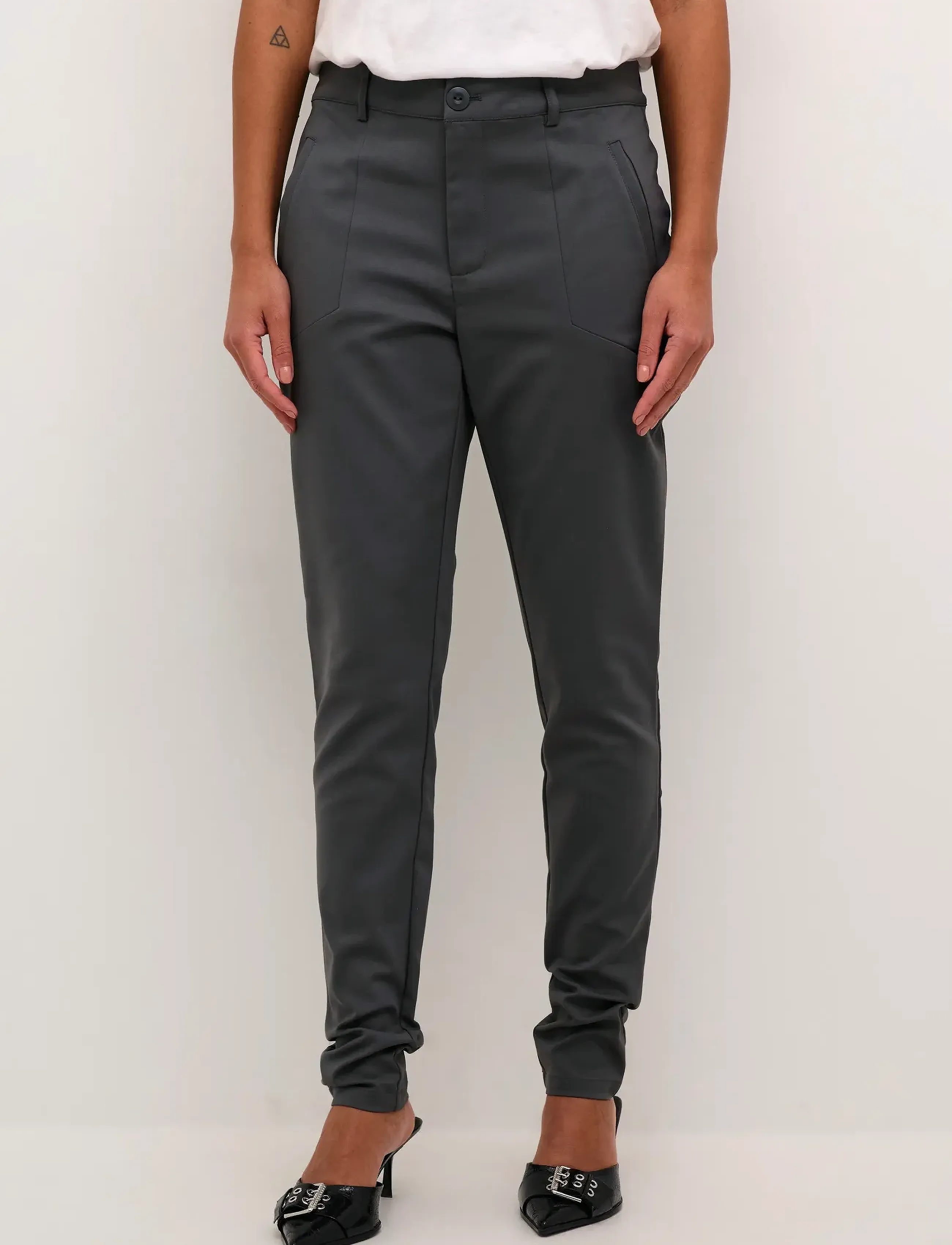 Kaffe Vera Pant, 36, Grey, Bukser > Slim Fit-Bukser, Dame