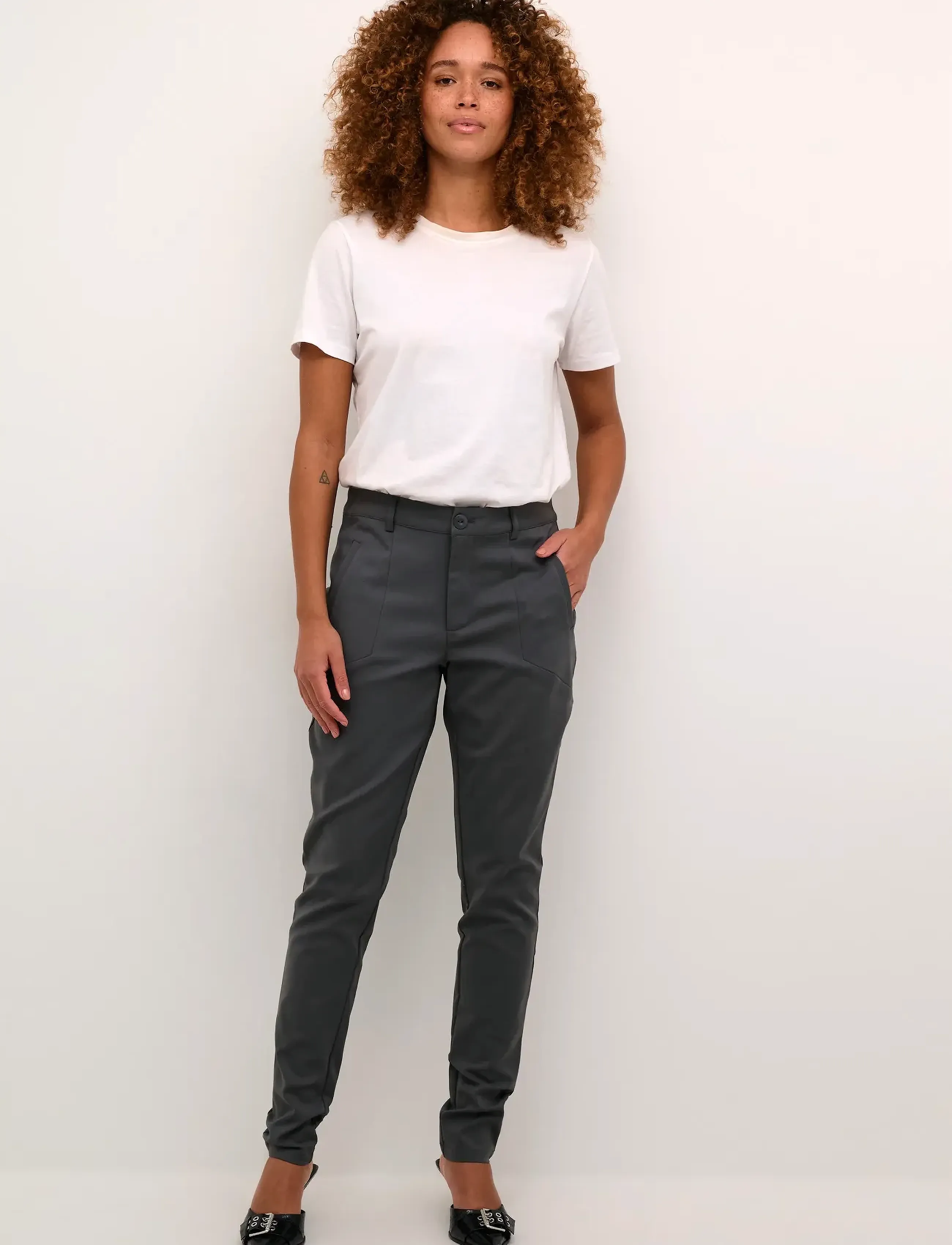 Kaffe - Vera Pant - slim fit-byxor - dark shadow - 3