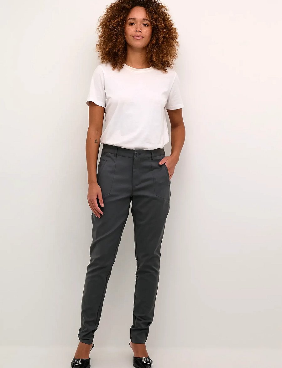 Kaffe - Vera Pant - slim fit trousers - dark shadow - 3