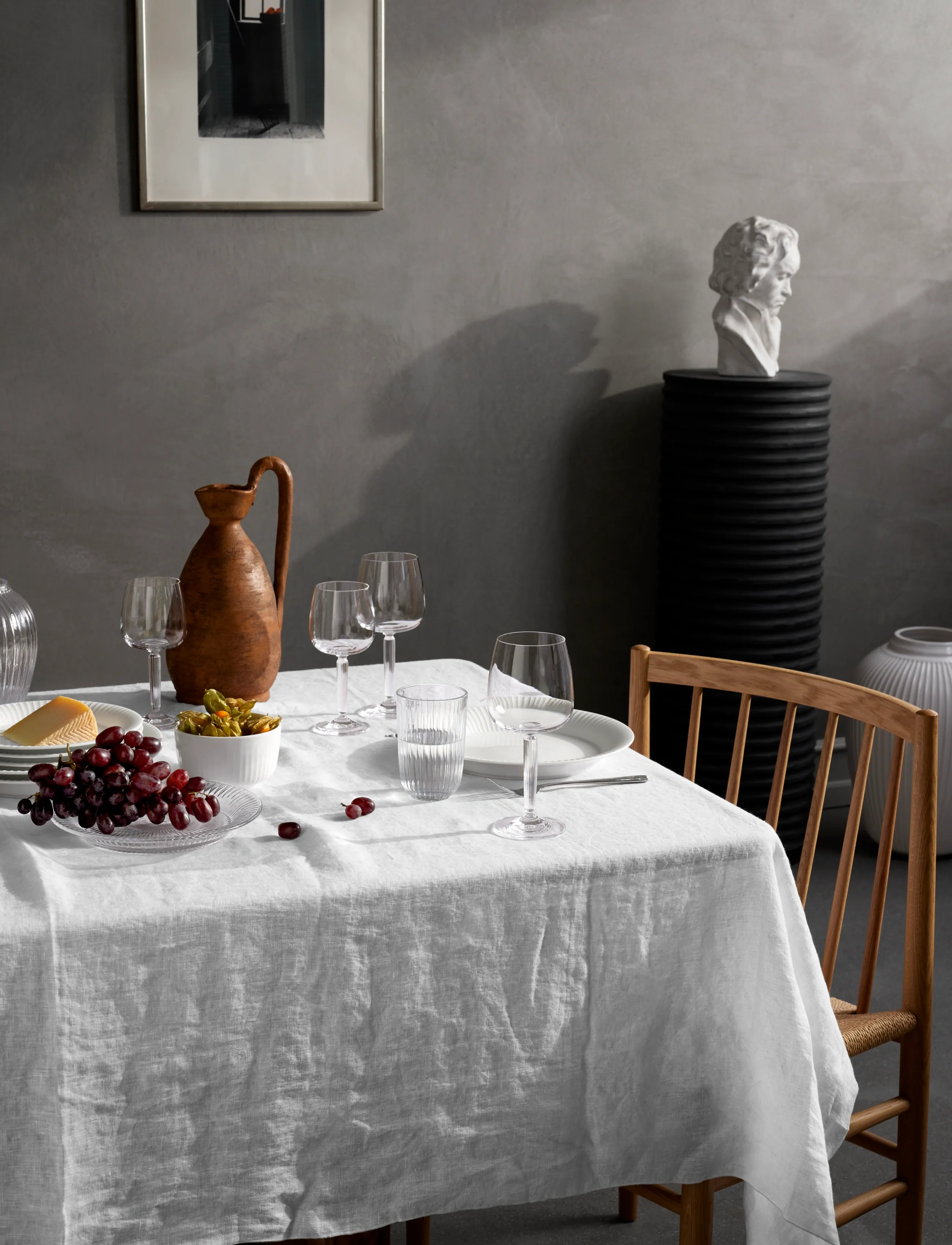 Kähler Hammershøi Set Of Water Glasses And Red-/White Wineglasses, 35 CL, Wine Glass, Nackt - White Glasses, Homeware