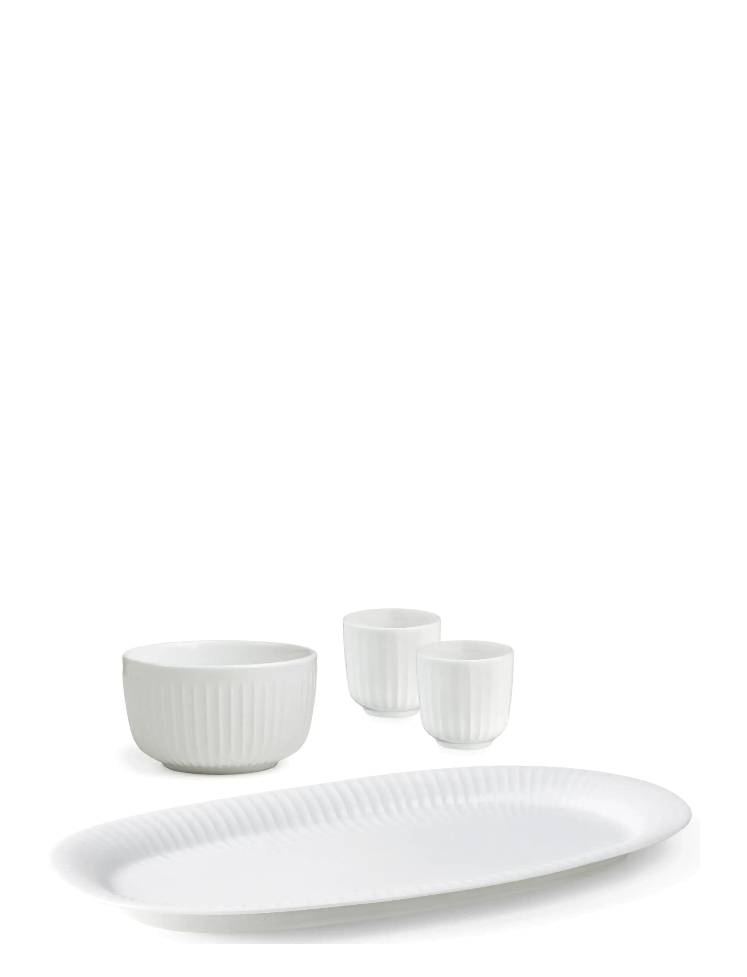 Kähler Hammershøi Oval Serving Dish, Bowl, 2Xespresso Cups, Serveringsfad, Hvid, Str: 40 CM