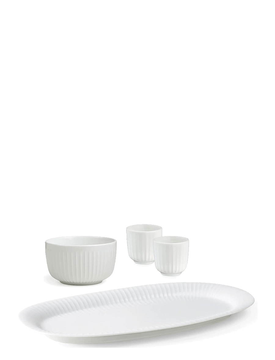 Kähler - Hammershøi Oval serving dish 40x22.5 (692221) Bowl Ø12 cm (692216) 2xEspresso cups (693120) white - espressotassen - white - 1