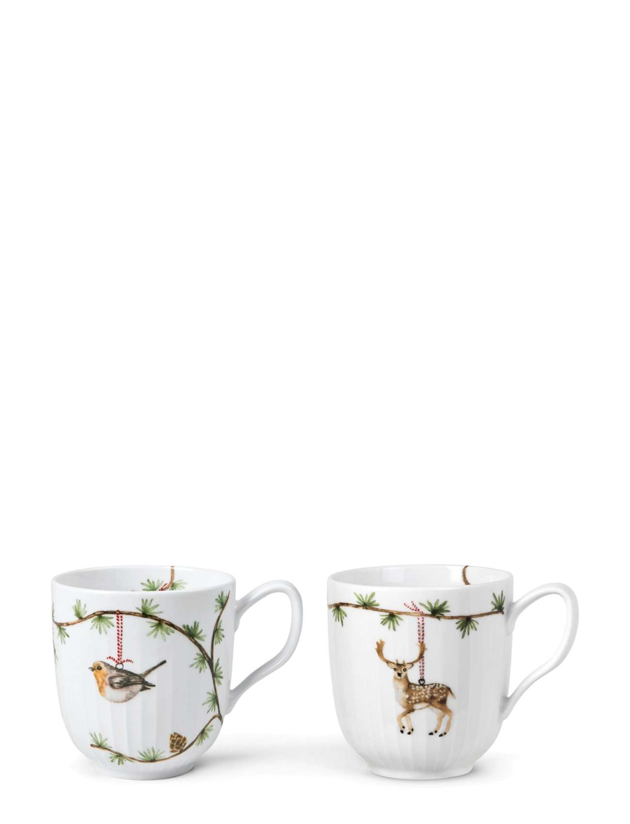 Kähler Hammershøi Christmas Mugs 2023 and 2021 Set 33 cl white/deco - Tableware - WHITE W. DECO / white