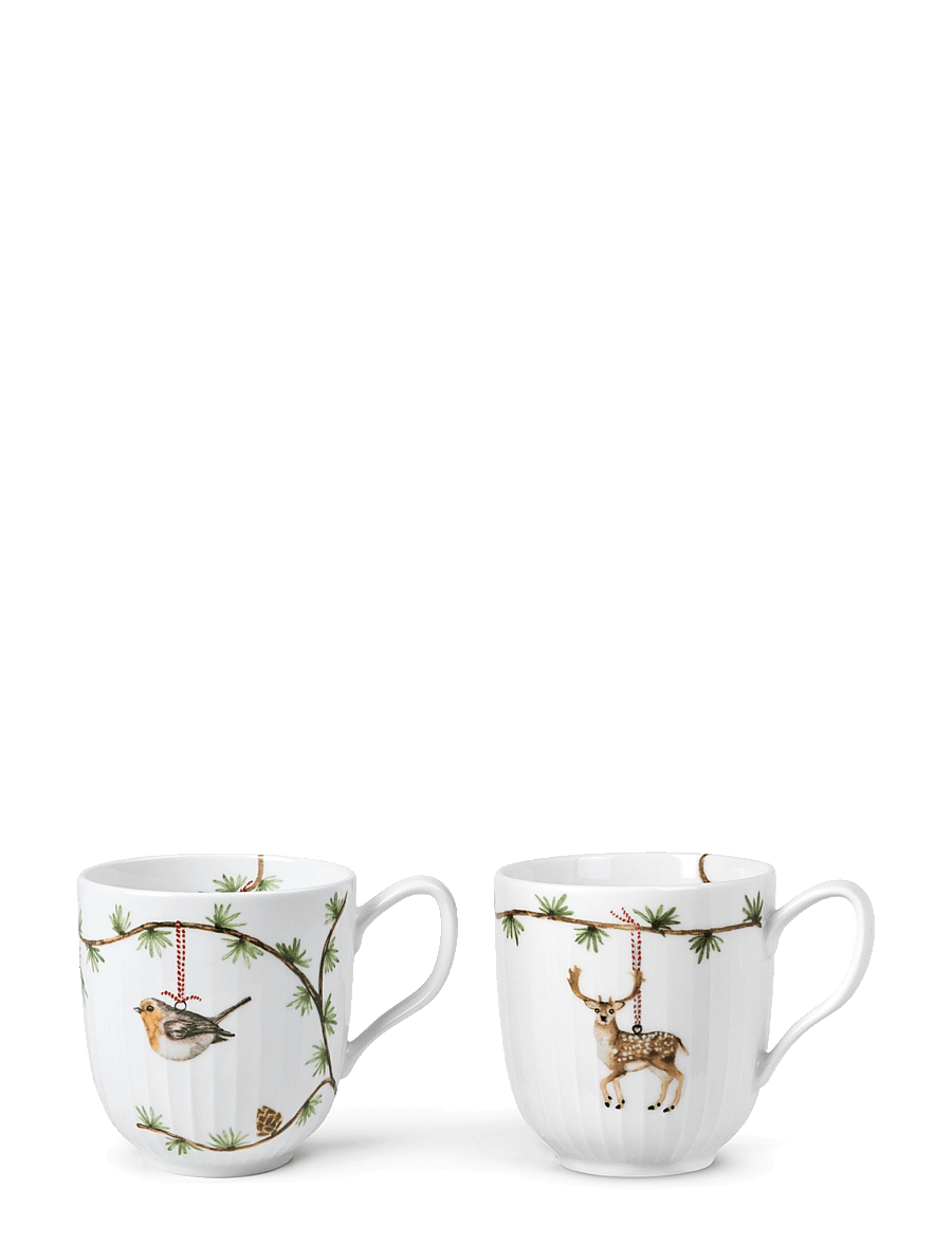 Kähler - Hammershøi Christmas Mugs 2023 and 2021 Set 33 cl white/deco - white w. deco - 1