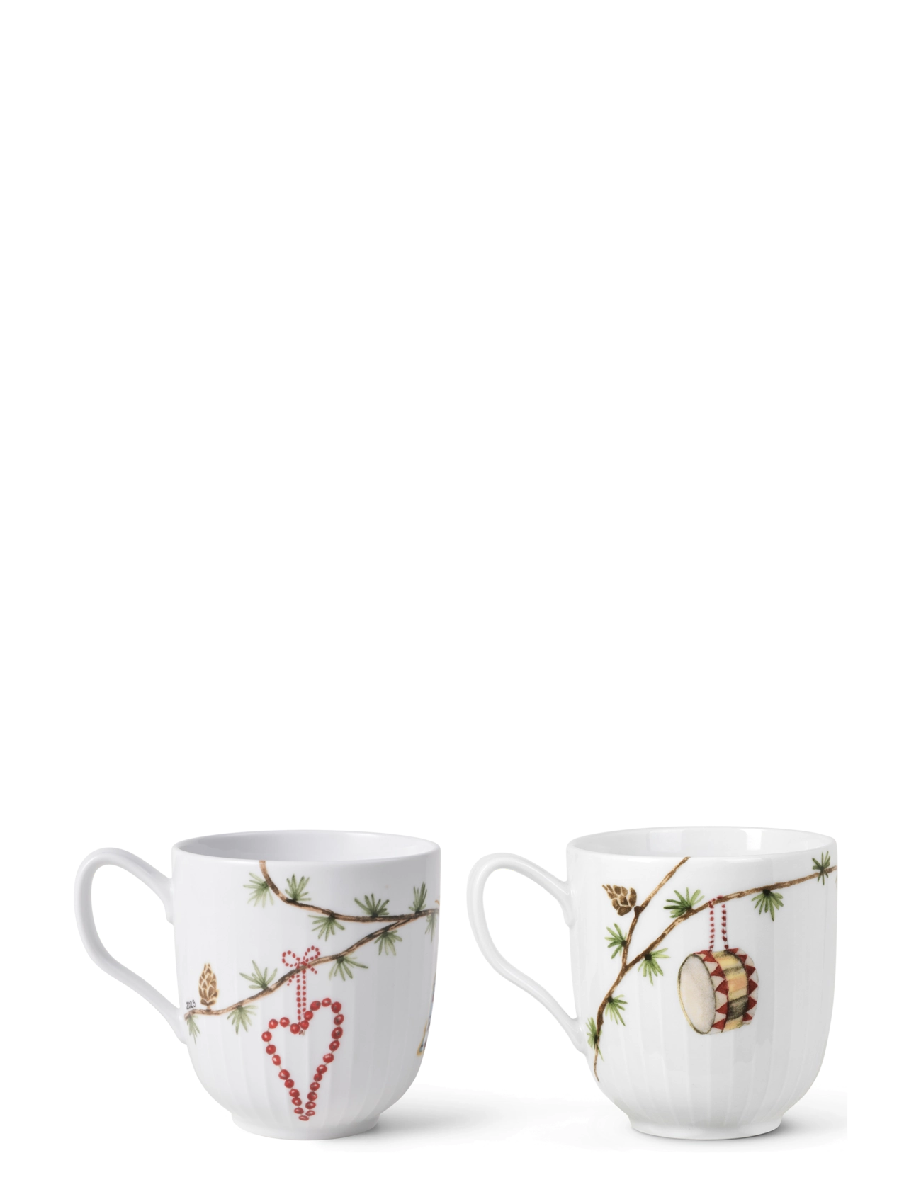 Kähler - Hammershøi Christmas Mugs 2023 and 2021 Set 33 cl white/deco - white w. deco - 2