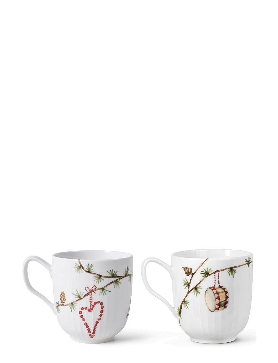 Kähler - Hammershøi Christmas Mugs 2023 and 2021 Set 33 cl white/deco - white w. deco - 2