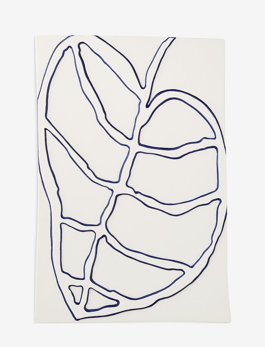 Kähler - Relief leaf 28x41cm - botanik - white - 0
