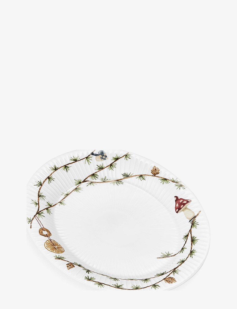 Kähler - Hammershøi Christmas Oval dish 28.5x22.5 cm white w. deco - servierplatten - white w. deco - 0