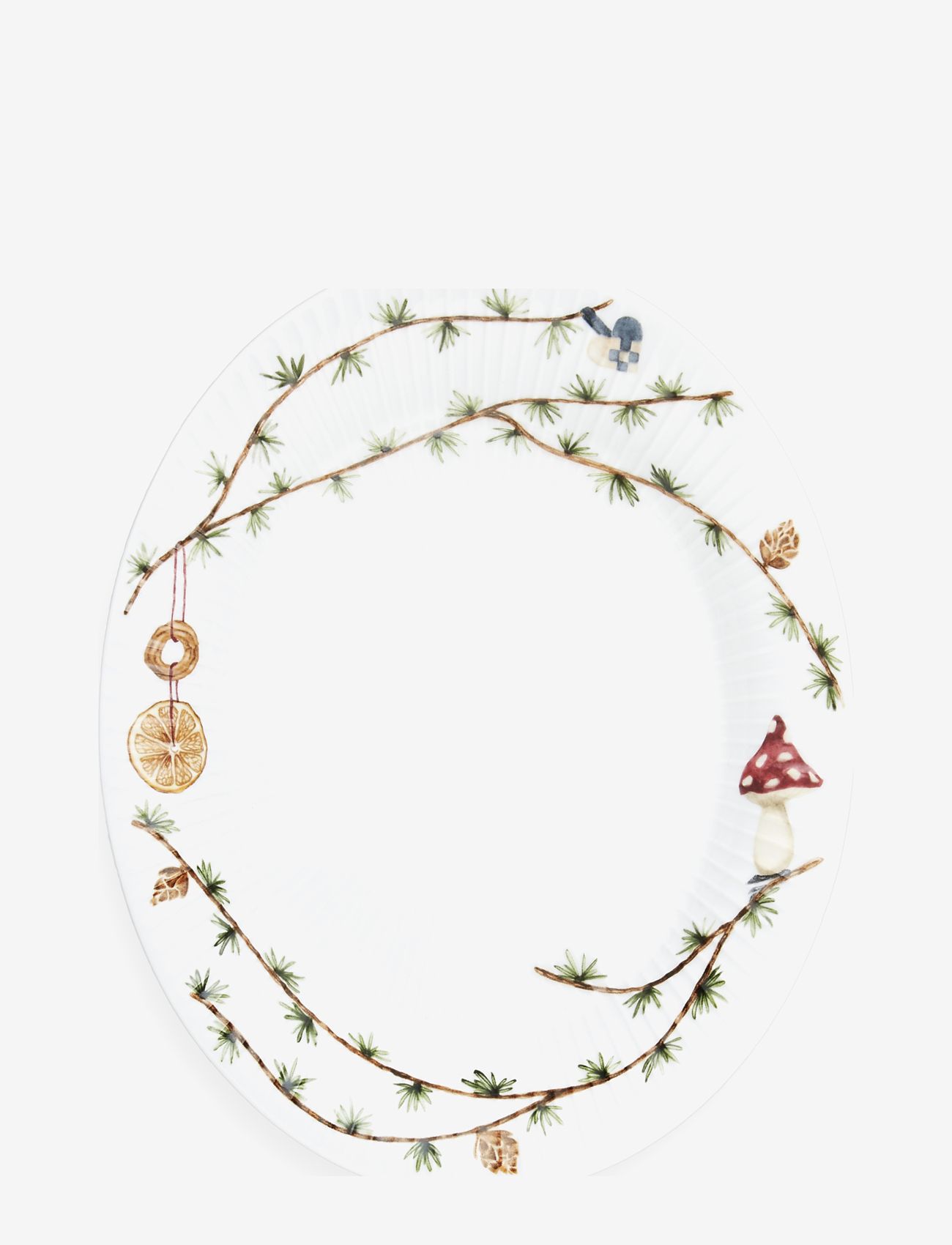 Kähler - Hammershøi Christmas Oval bord skål 28.5x22.5 hvit m. deko - shop etter pris - white w. deco - 1