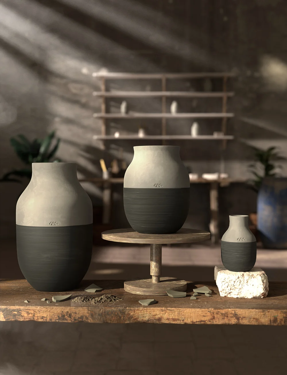 Kähler - Omaggio Circulare Vase H20 cm anthracite grey - vaser - anthracite grey - 1