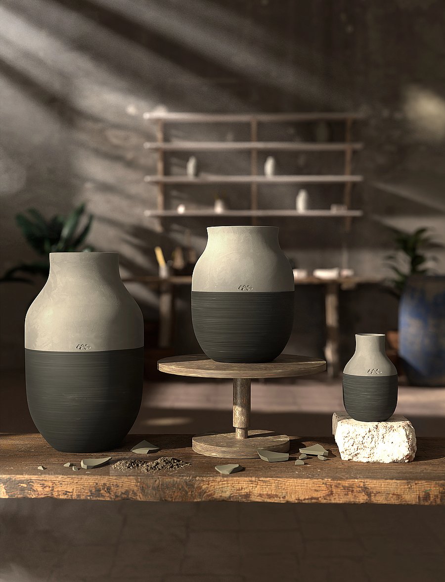 Kähler - Omaggio Circulare Vase H31 cm antracitgrå - vaser - anthracite grey - 0