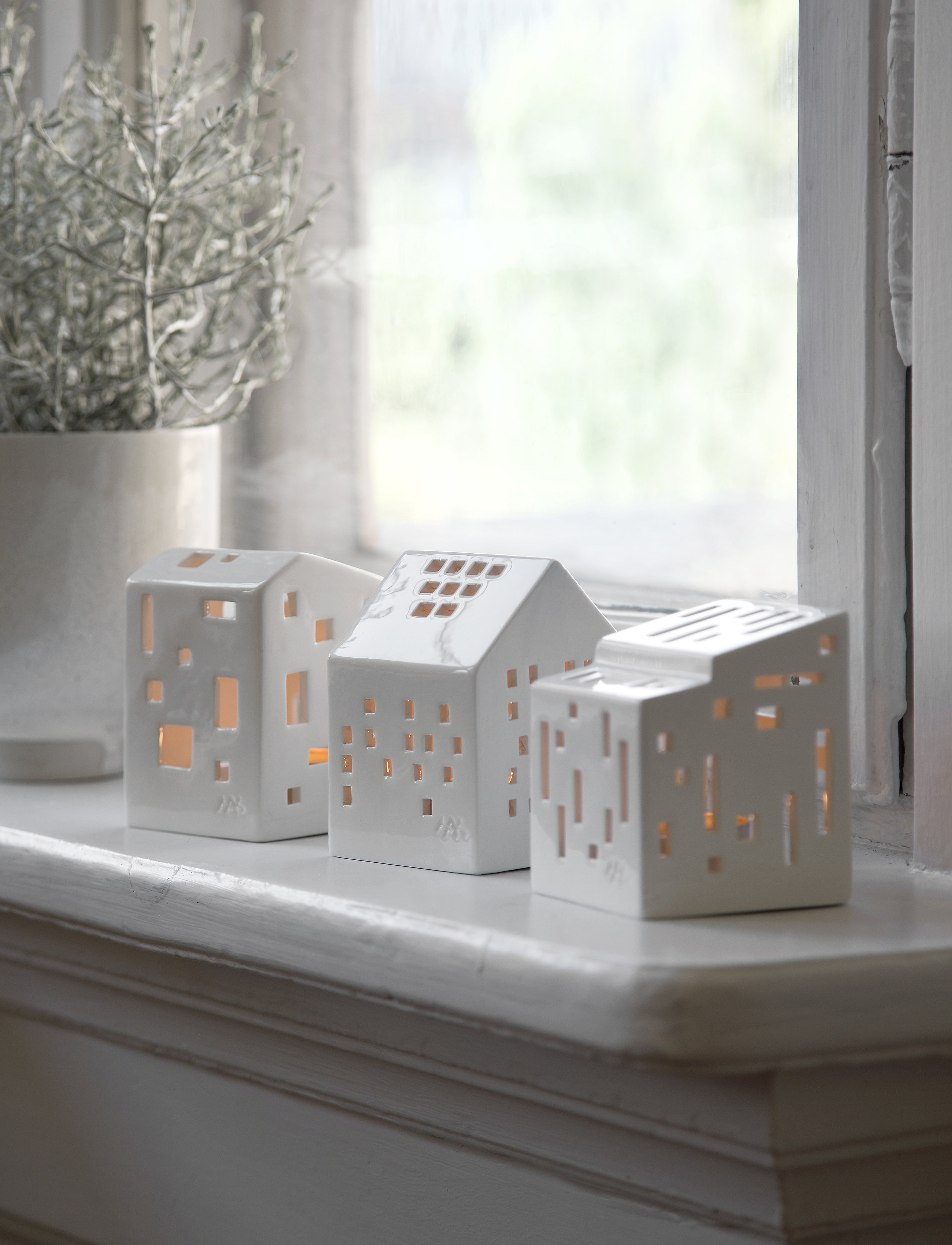 Kähler Urbania Lyshus Functio, 7X9 cm, Candlesticks & Tealight Holders, Weiß - Indoor Lanterns, Homeware