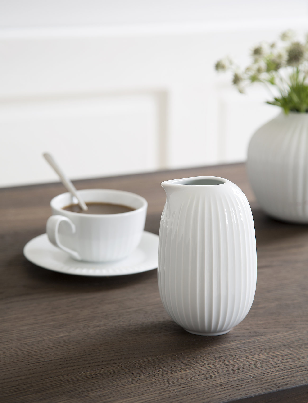 Kähler - Hammershøi Coffee cup with matching saucer 25 cl - mažiausios kainos - white - 1