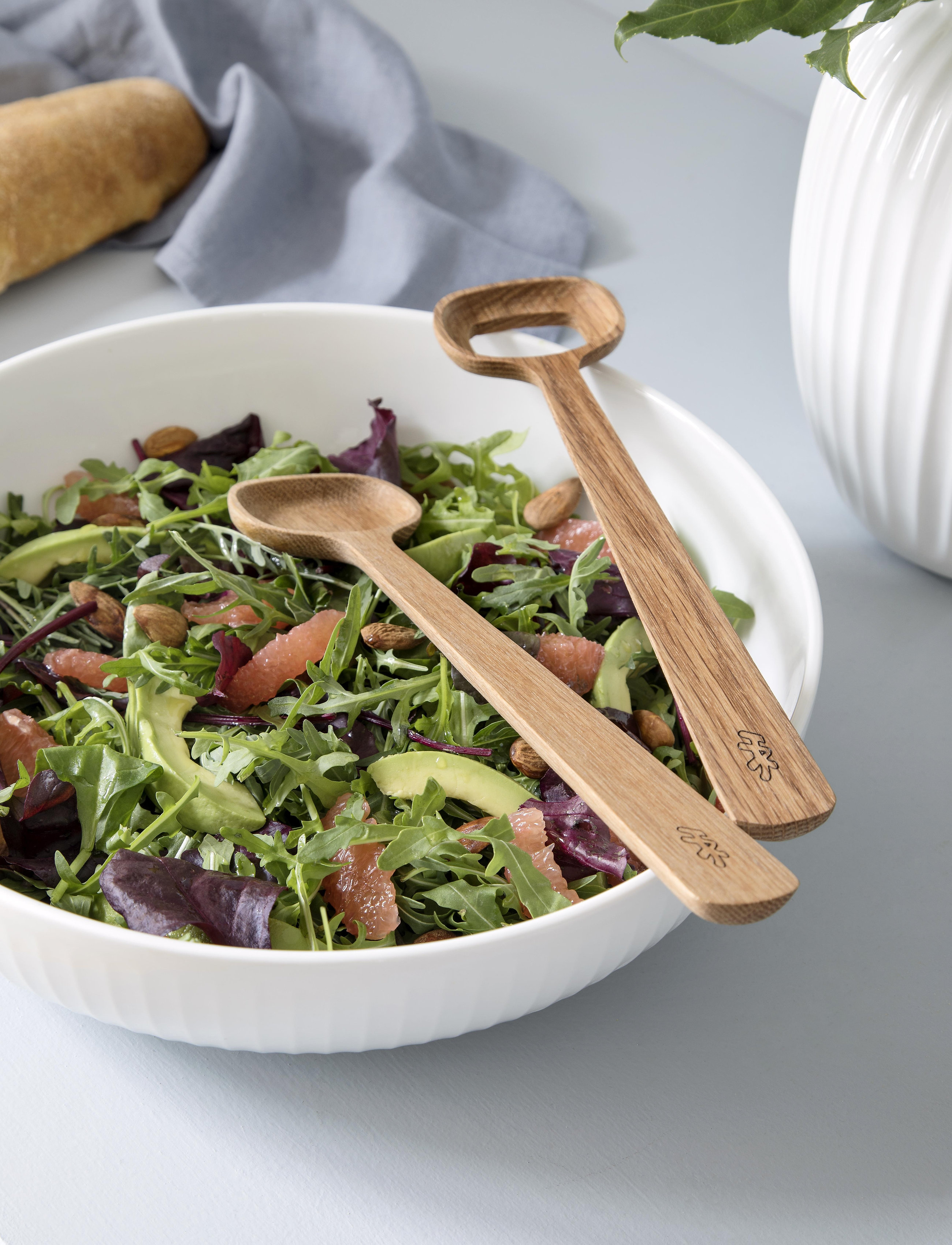 Kähler Hammershøi Salatsæt Eg, L27 cm, Cutlery, Beige - Salad Servers, Homeware