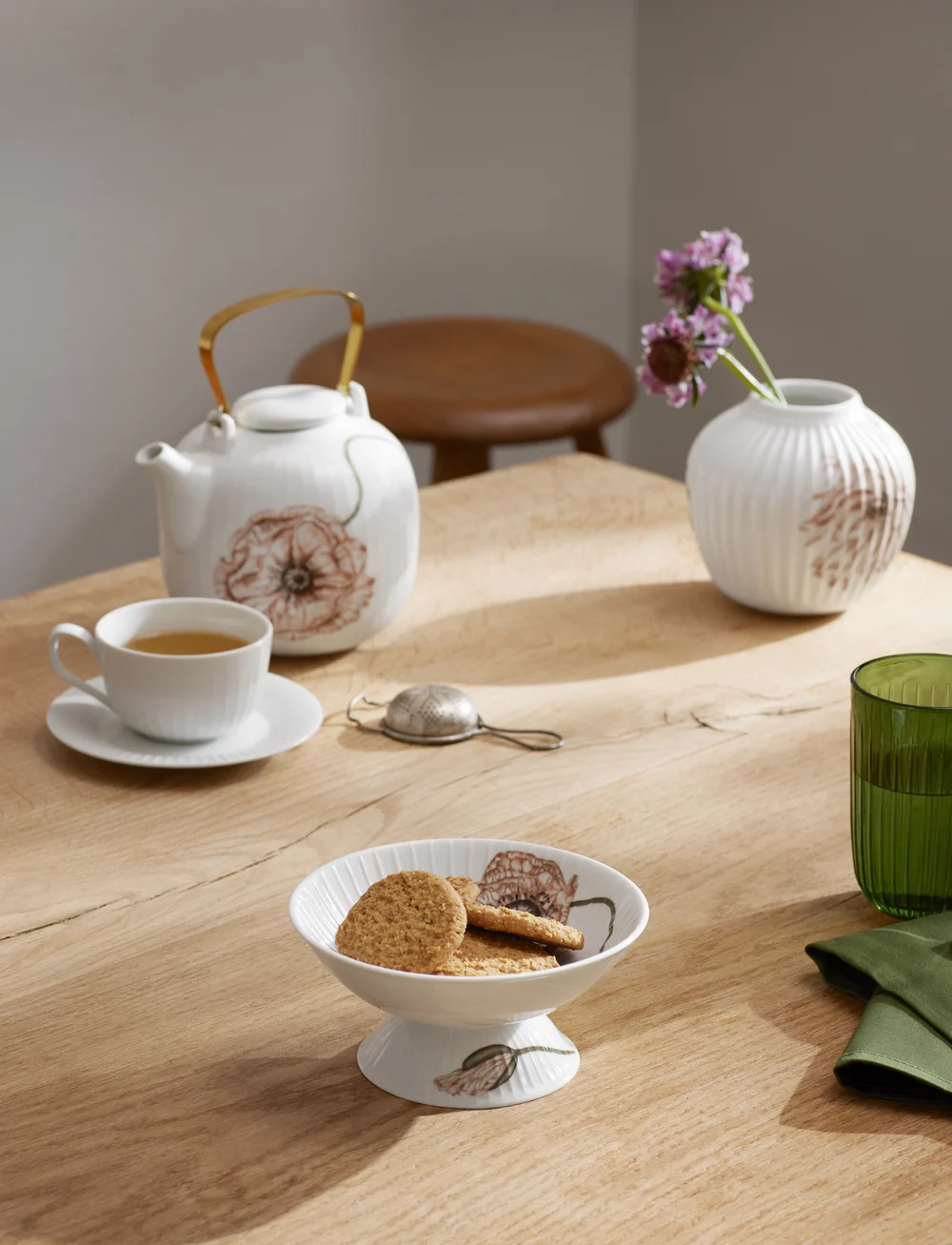 Kähler - Hammershøi Poppy Bowl on stand Ø16 cm white w. deco - nach preis einkaufen - white w. deco - 2