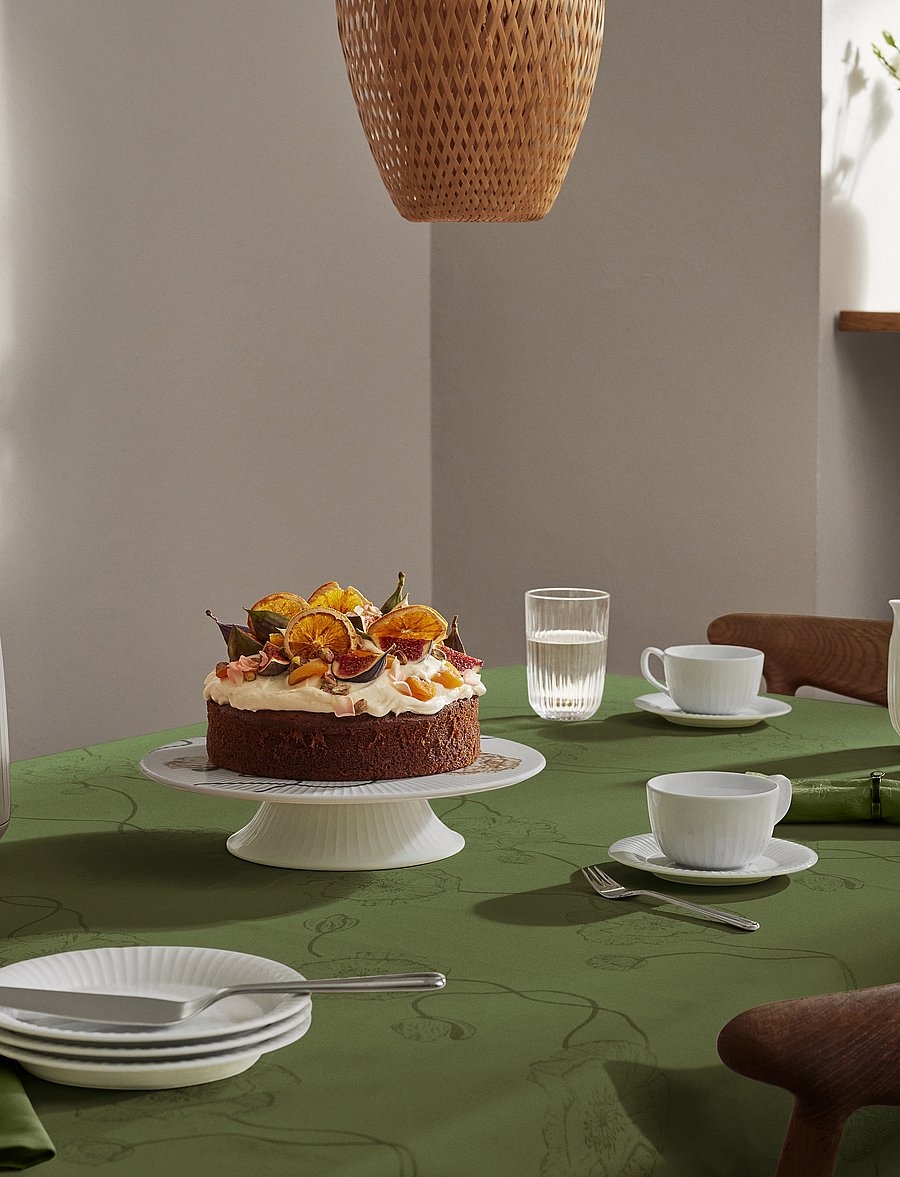 Kähler - Hammershøi Poppy Cake dish Ø30 cm white w. deco - white w. deco - 2