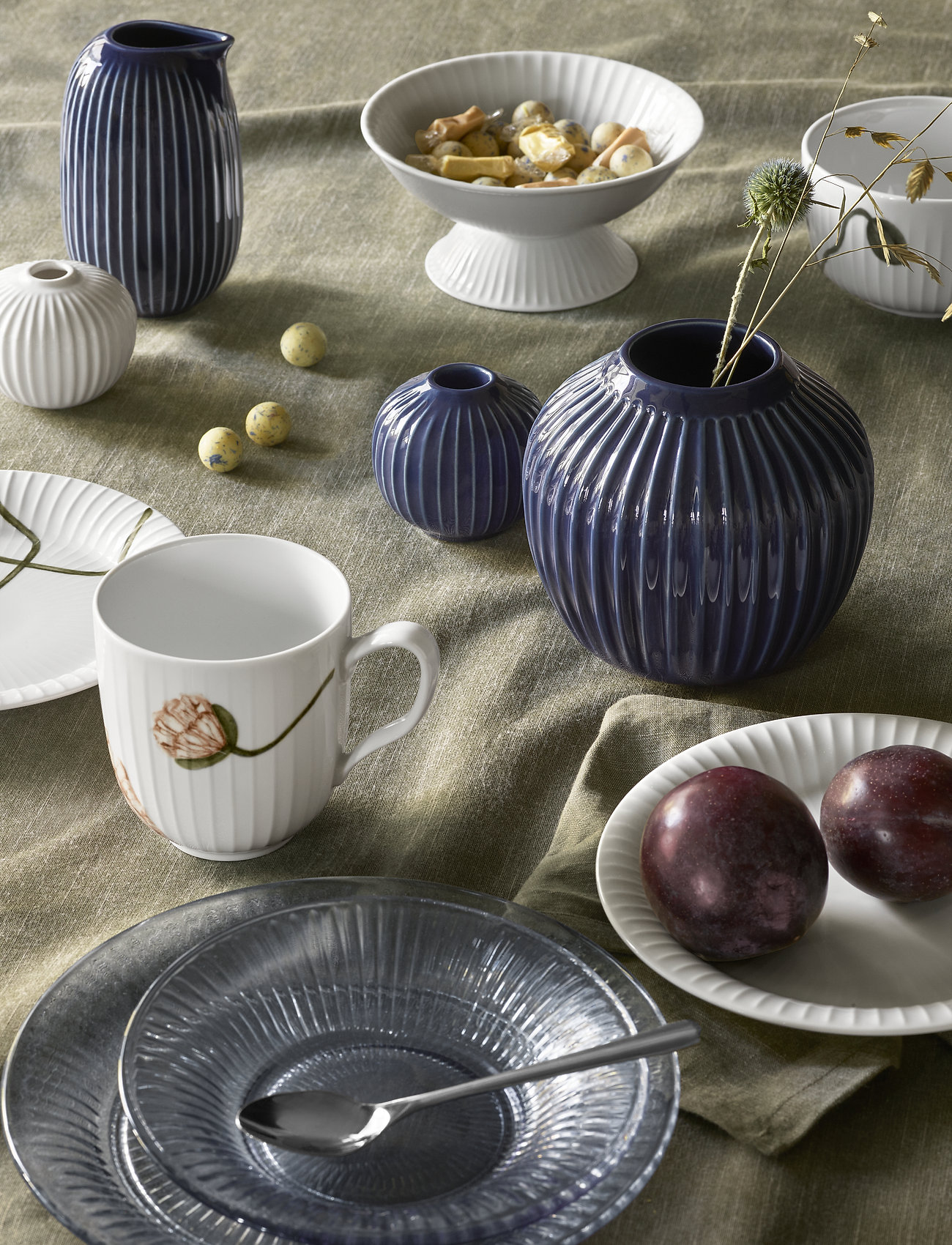 Kähler Hammershøi Poppy Krus M. Deko, 33 CL, Cups & Mugs, Weiß - Coffee Cups, Homeware