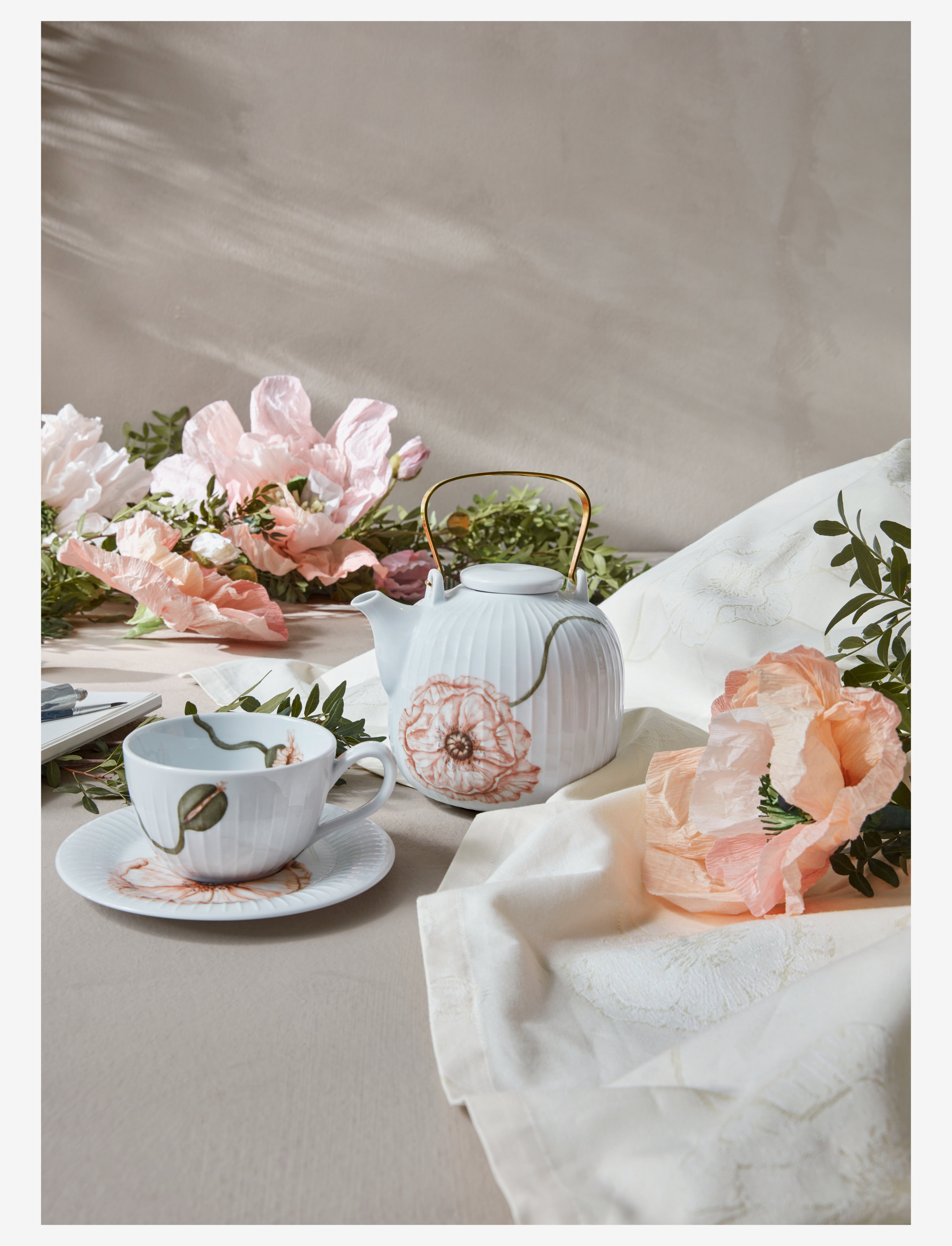 Kähler - Hammershøi Poppy Tea cup with matching saucer 38 cl - achat par prix - white w. deco - 2