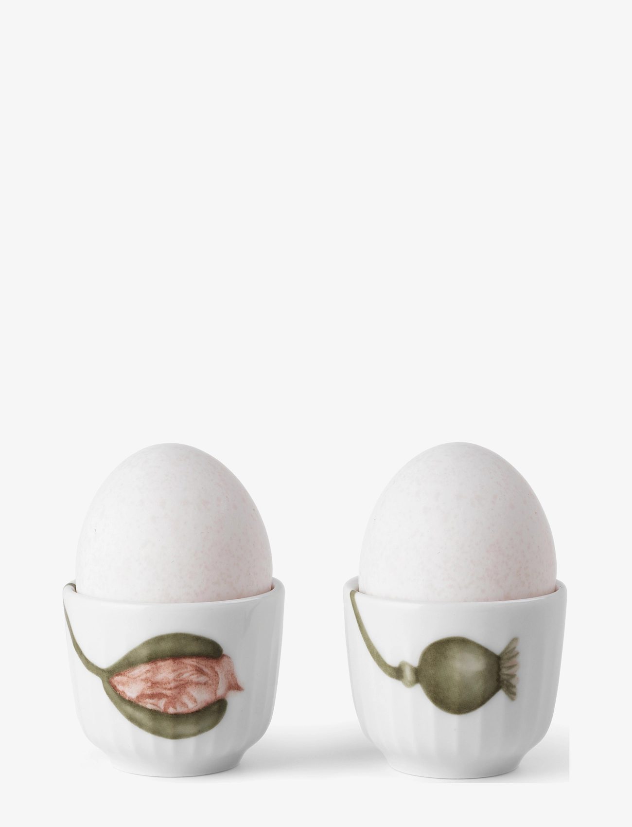 Kähler - Hammershøi Poppy Egg cup Ø5 cm w. deco 2 pcs. - olu trauciņi - white w. deco - 1
