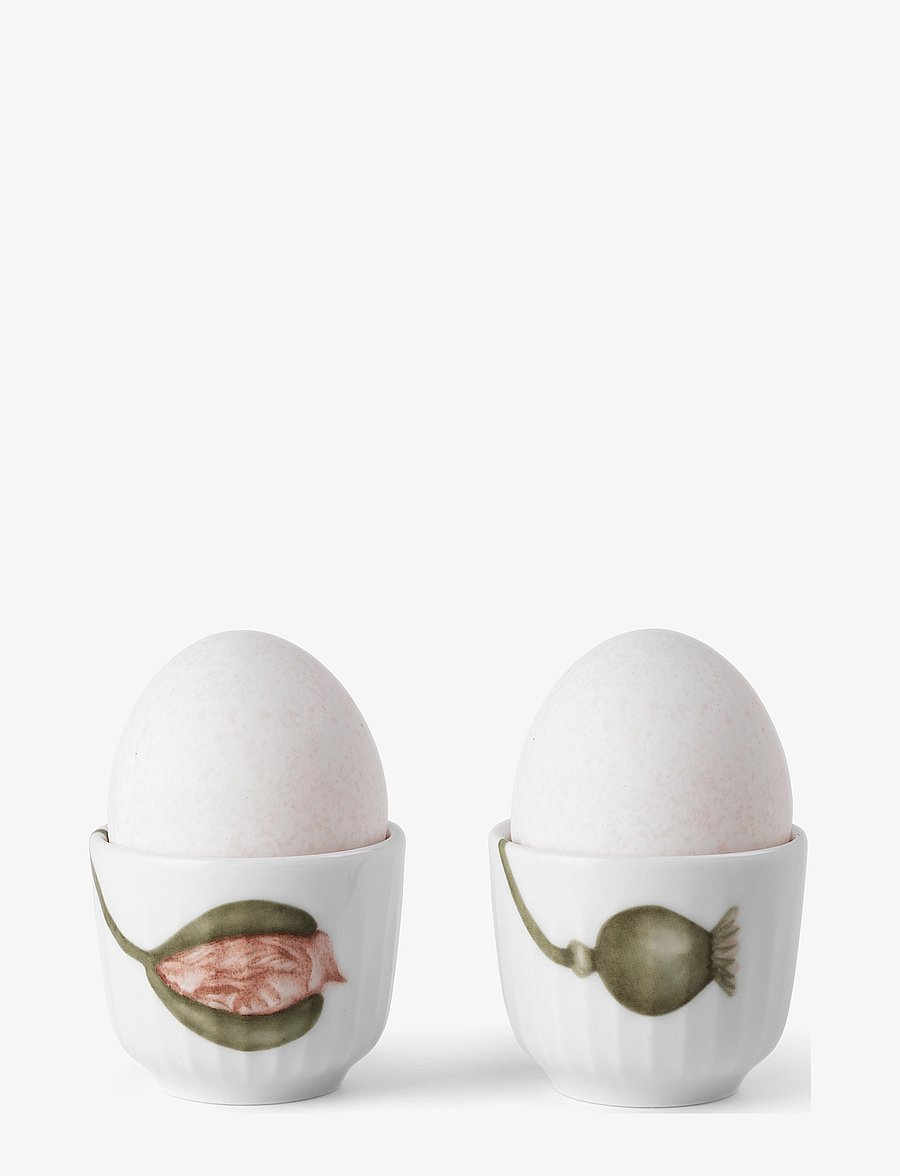 Kähler - Hammershøi Poppy Egg cup Ø5 cm w. deco 2 pcs. - eierbecher - white w. deco - 1