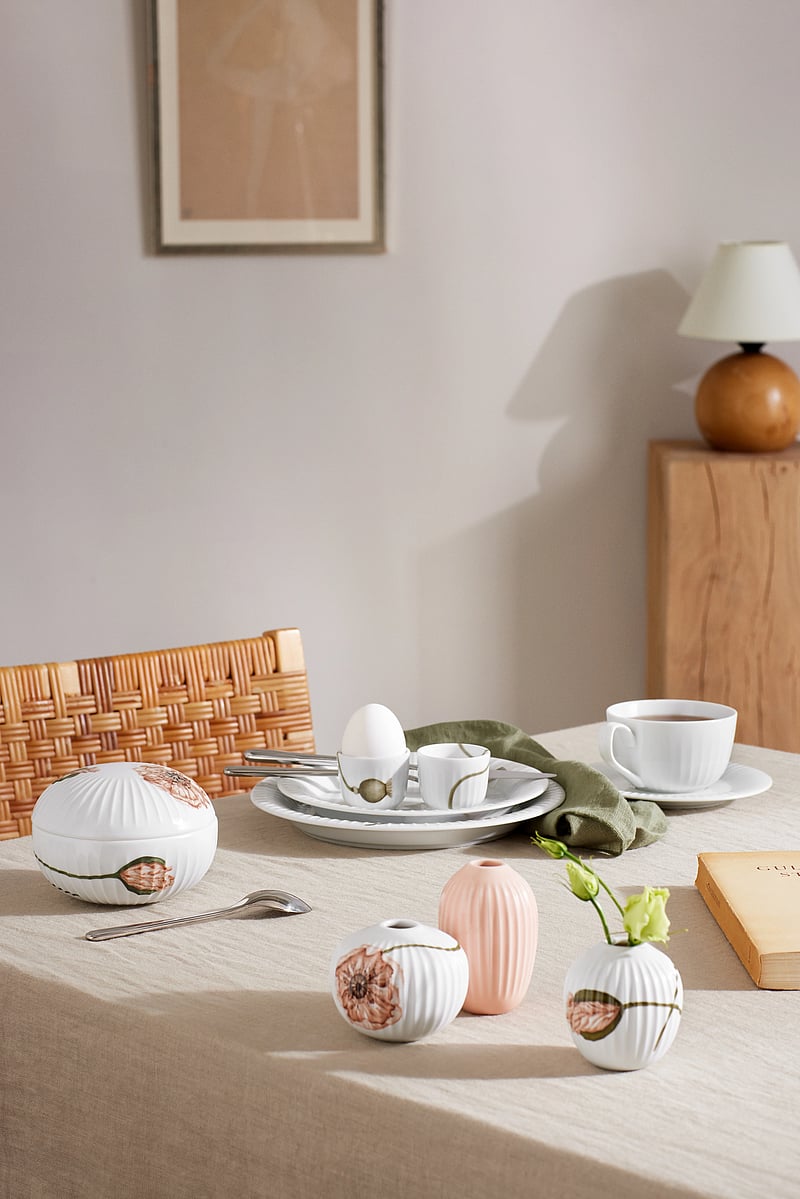 Kähler - Hammershøi Poppy Bonbonnière Ø12 cm w. deco - kodu - white w. deco - 1