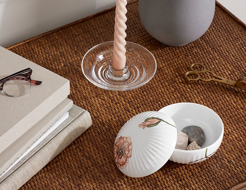 Kähler - Hammershøi Poppy Bonbonnière Ø12 cm w. deco - kodu - white w. deco - 2