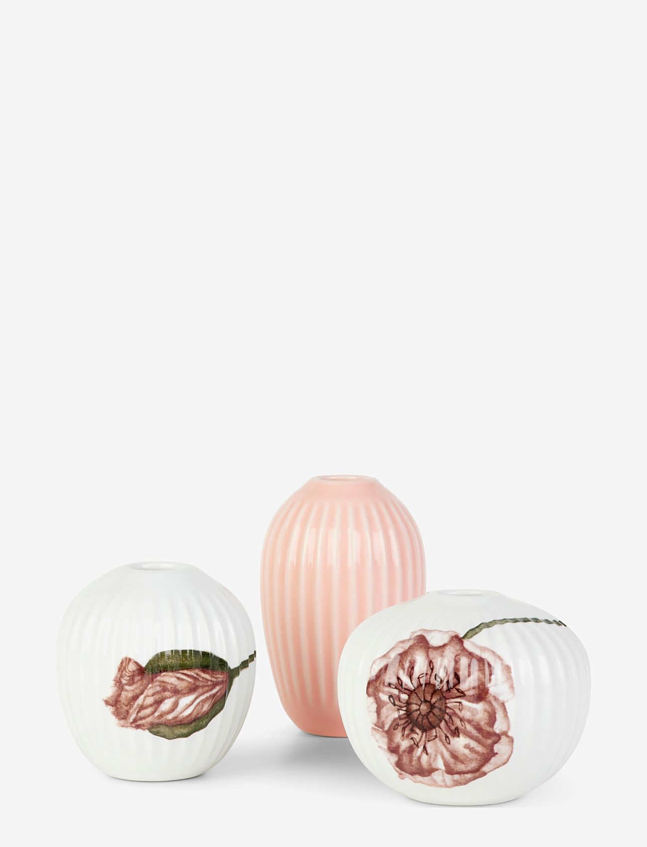 Kähler - Hammershøi Poppy Vase miniature m. deko 3 stk. - små vaser - white w. deco - 0