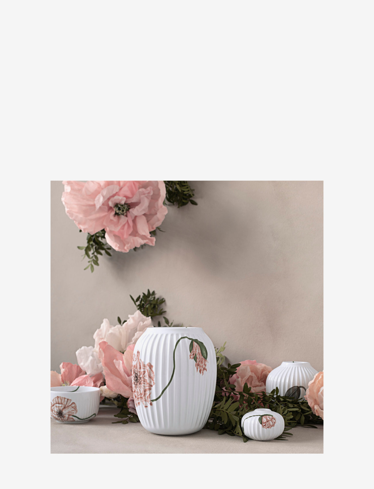 Kähler - Hammershøi Poppy Vase - tulipan vaser - white w. deco - 1
