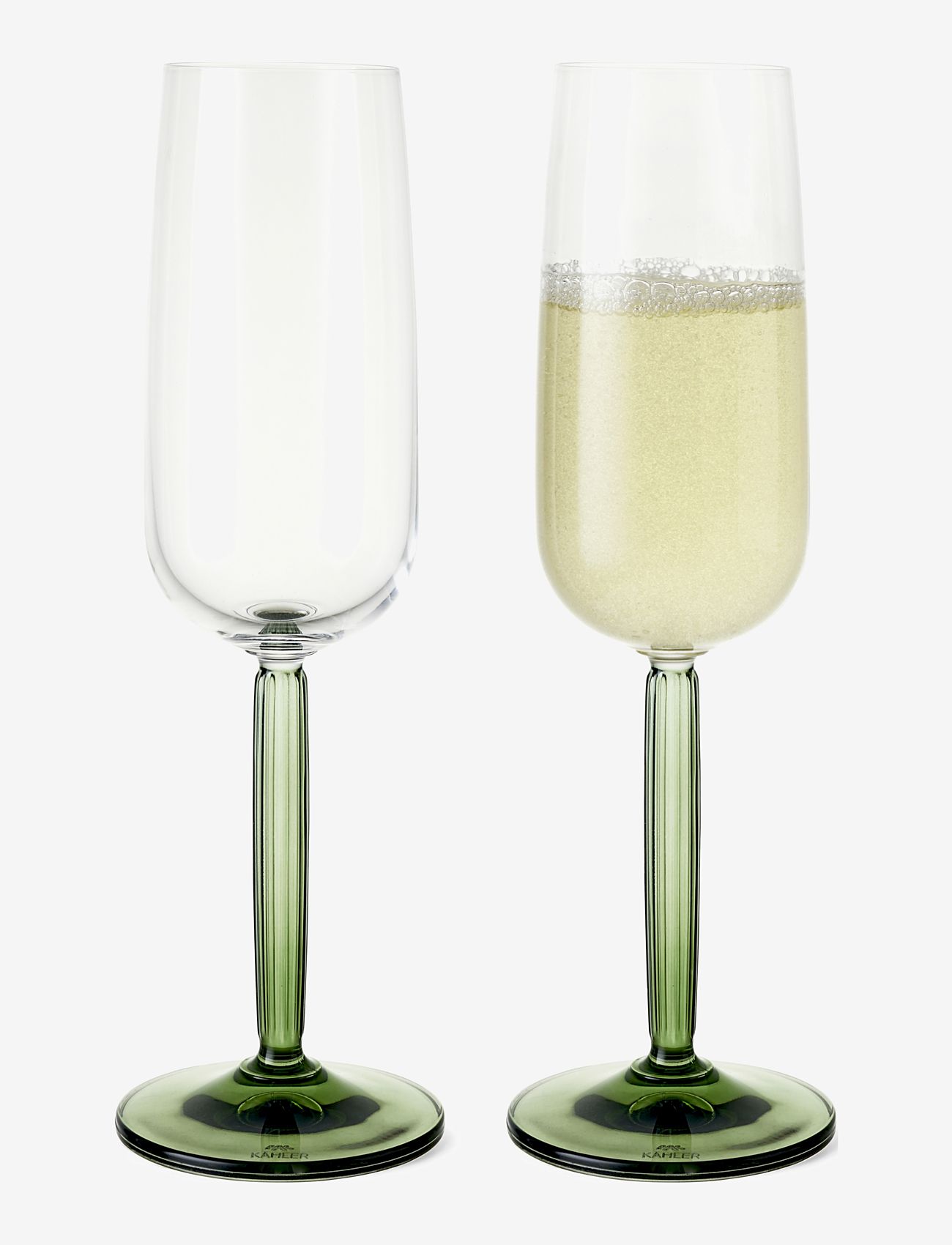 Kähler - Hammershøi Champagne Glass 24 cl green 2 pcs. - champagne glasses - green - 1