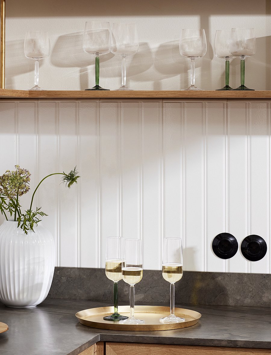 Kähler - Hammershøi Champagne Glass 24 cl green 2 pcs. - Šampanjaklaasid - green - 5