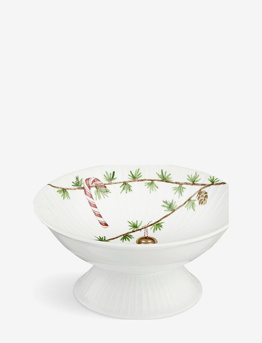 Kähler - Hammershøi Christmas Bowl on stand Ø16 cm white w. deco - dekoratiivsed vaagnad - white w. deco - 1