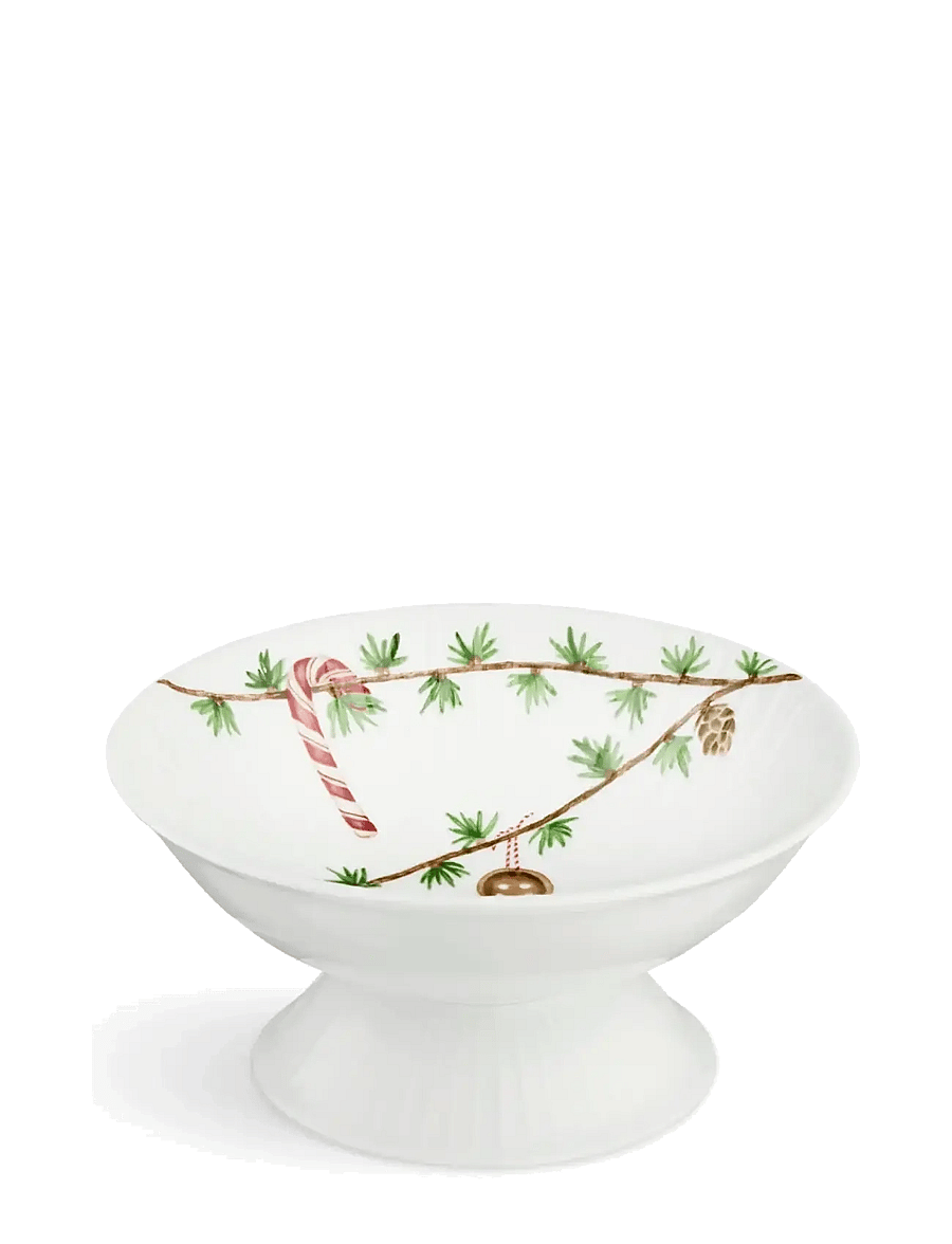 Kähler - Hammershøi Christmas Bowl on stand Ø16 cm white w. deco - white w. deco - 0