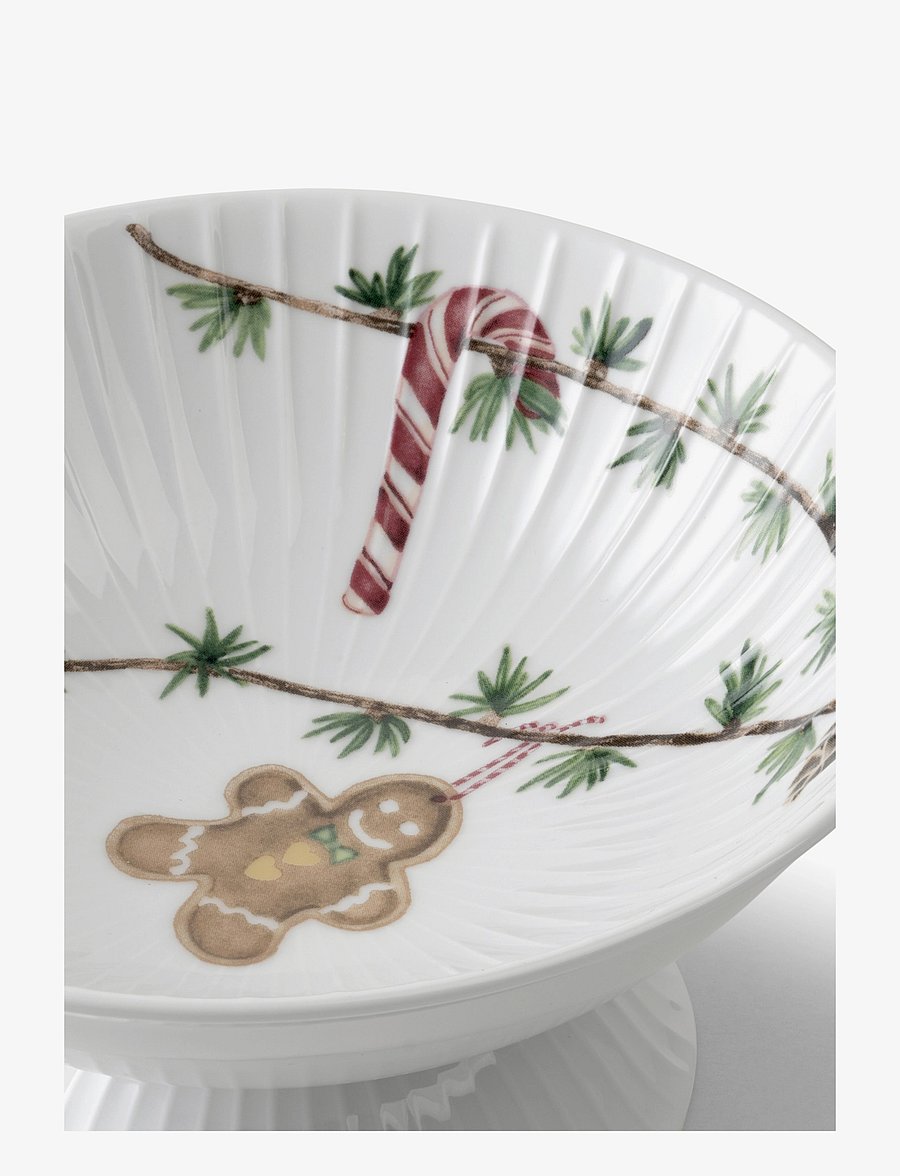 Kähler - Hammershøi Christmas Bowl on stand Ø16 cm white w. deco - dekoratiivsed vaagnad - white w. deco - 4