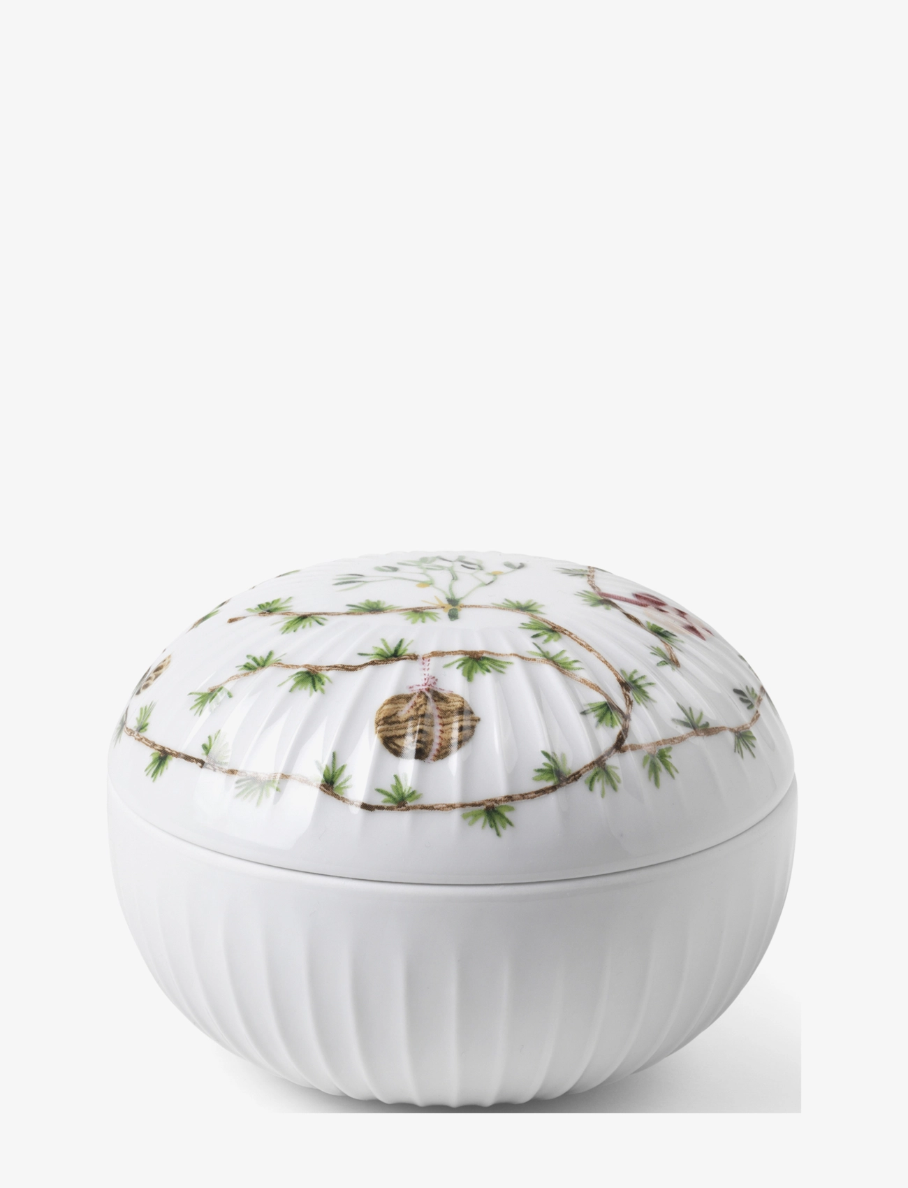Hammershøi Christmas Bonbonnière Ø12 cm white w. deco - WHITE W. DECO