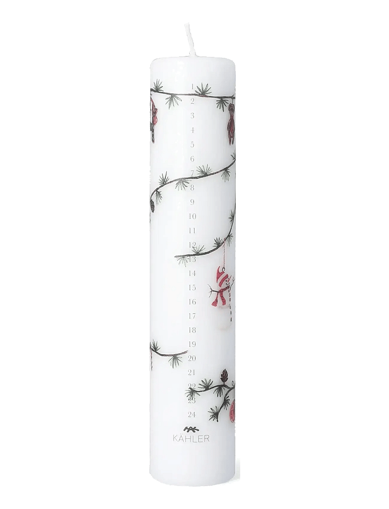 Kähler - Hammershøi Christmas Advent Candle 2025 Ø5 cm white w. deco - white w. deco - 0