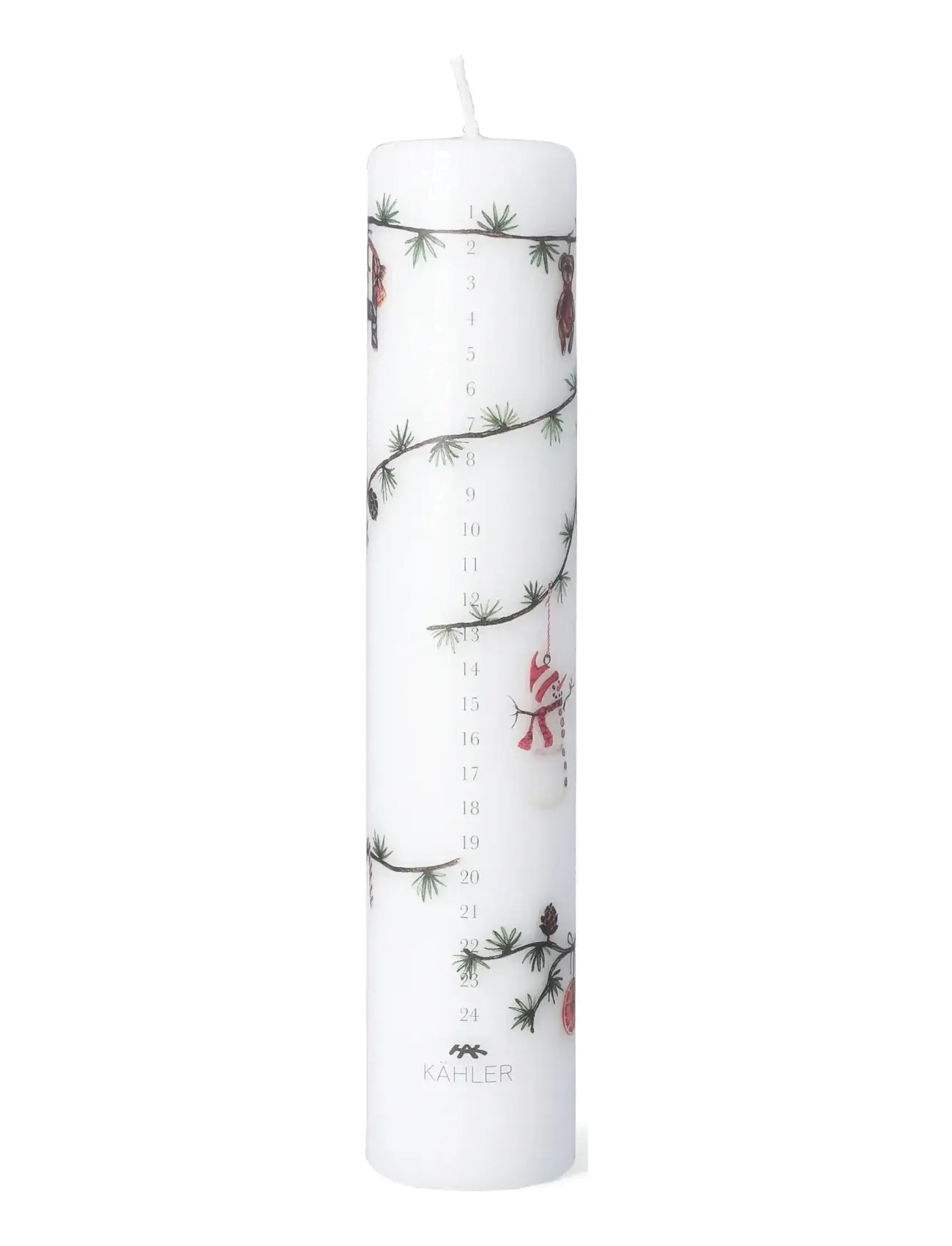 Kähler Hammershøi Christmas Advent Candle 2025 Ø5 cm white w. deco - Dekoracja - WHITE W. DECO / multi