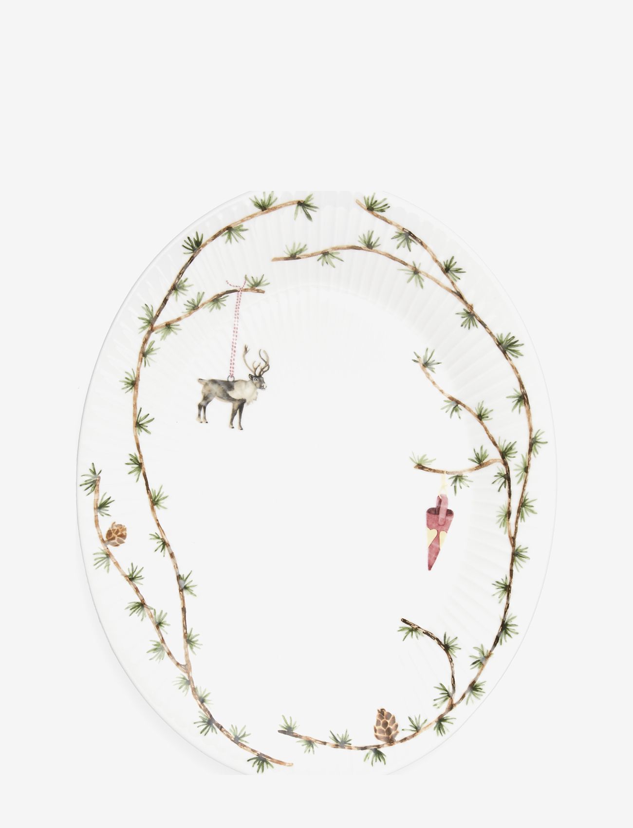 Kähler - Hammershøi Christmas Ovalt fat 34x27 vit m. deko - white w. deco - 0