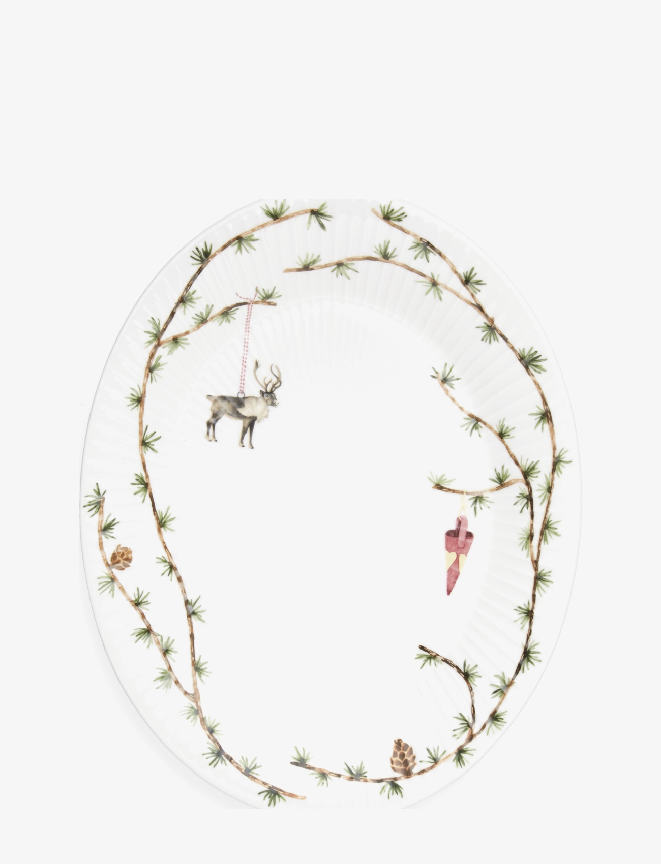 Kähler Hammershøi Christmas Oval dish 34x27 cm white w. deco - Kähler - WHITE W. DECO / multi