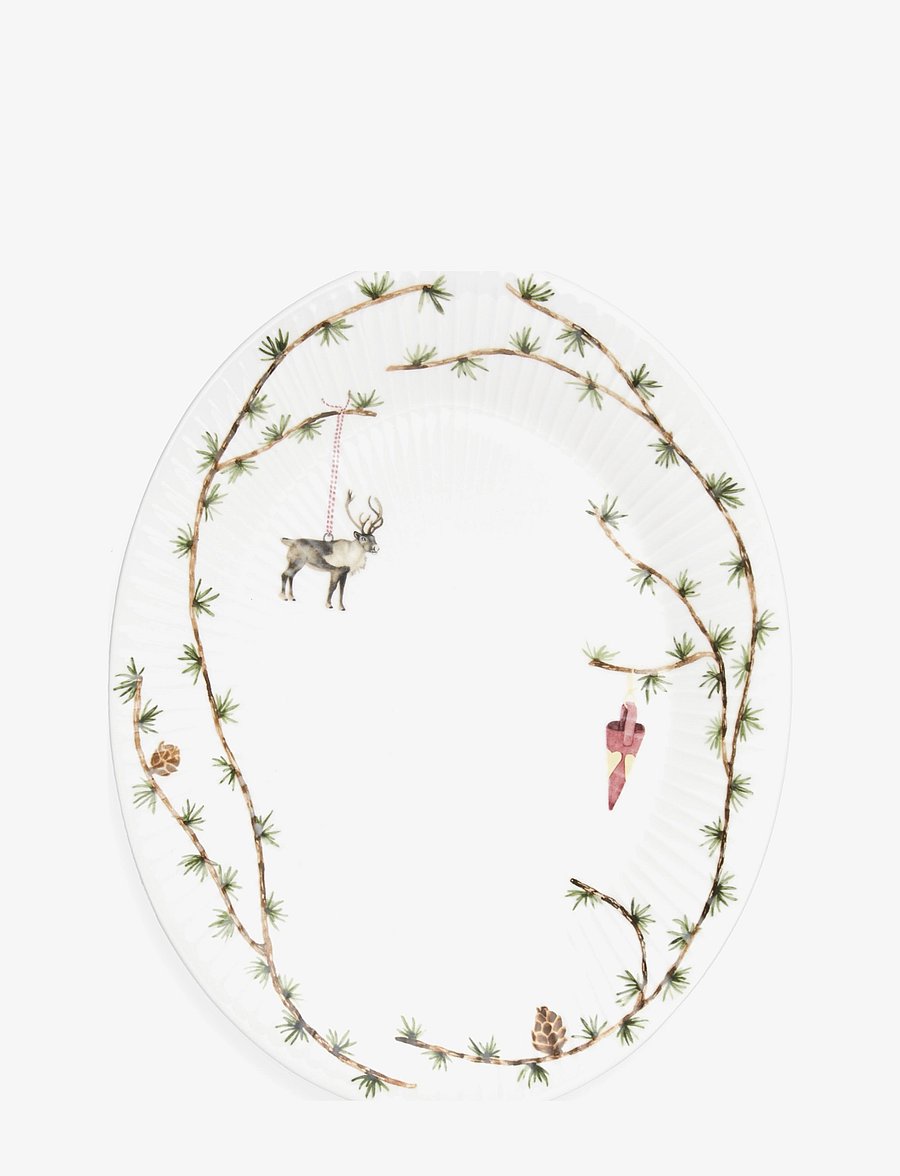 Kähler - Hammershøi Christmas Oval dish 34x27 cm white w. deco - vaagnad ja roogade serveerimisalused - white w. deco - 0