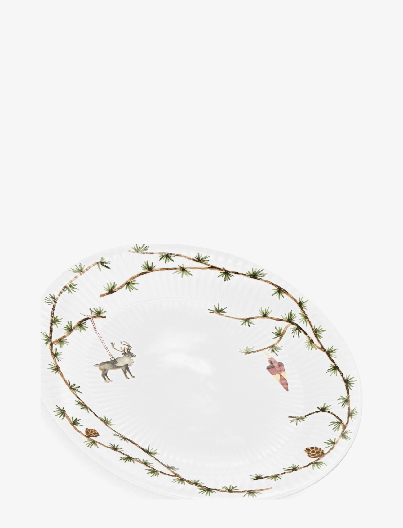 Kähler - Hammershøi Christmas Oval dish 34x27 cm white w. deco - serving platters - white w. deco - 1