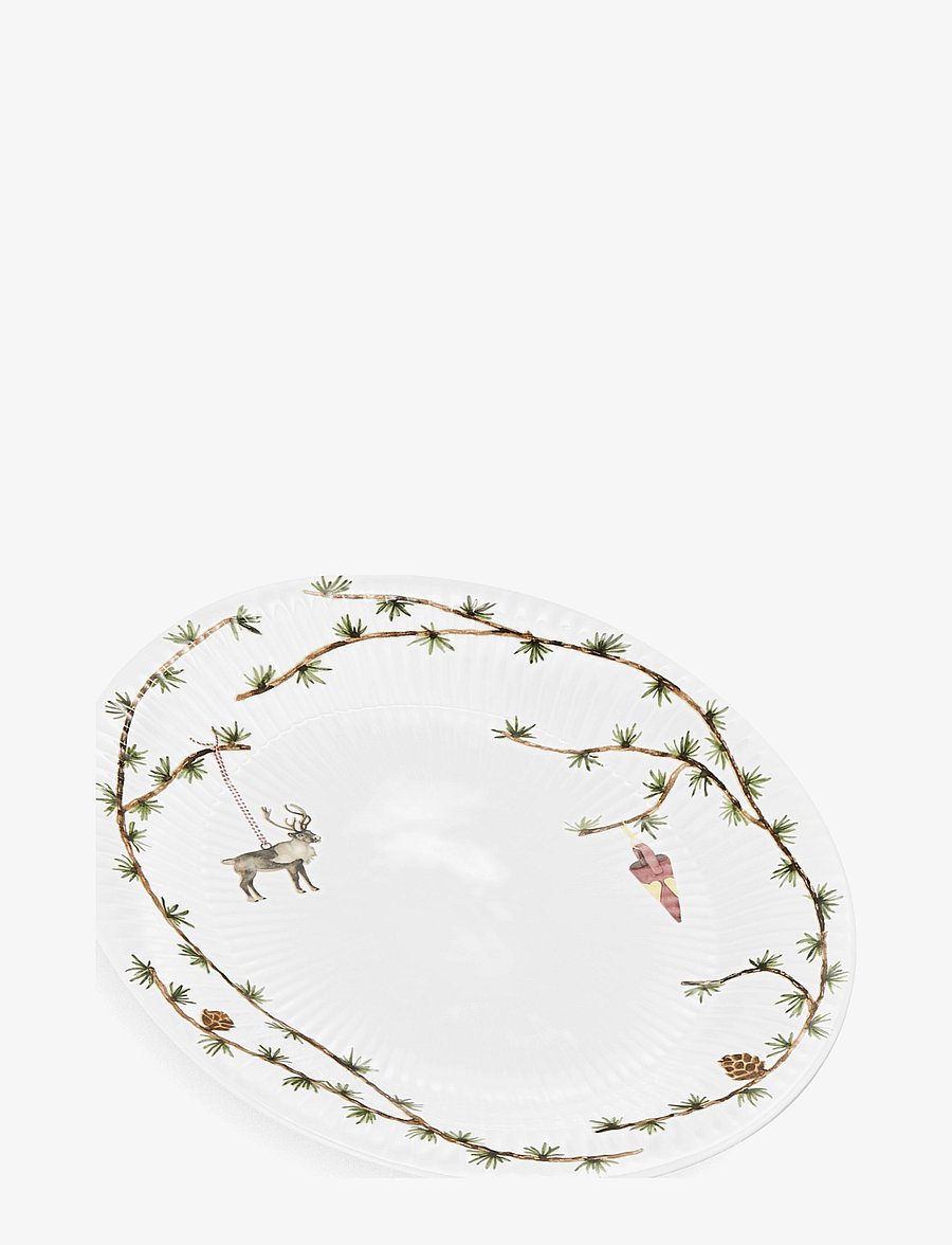 Kähler - Hammershøi Christmas Oval dish 34x27 cm white w. deco - vaagnad ja roogade serveerimisalused - white w. deco - 1
