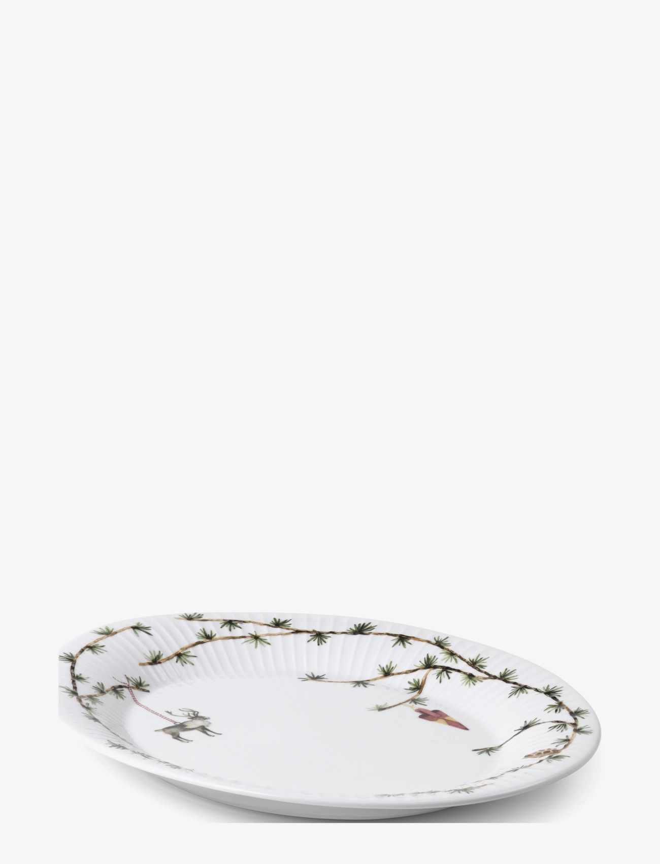 Kähler - Hammershøi Christmas Oval dish 34x27 cm white w. deco - serving platters - white w. deco - 2