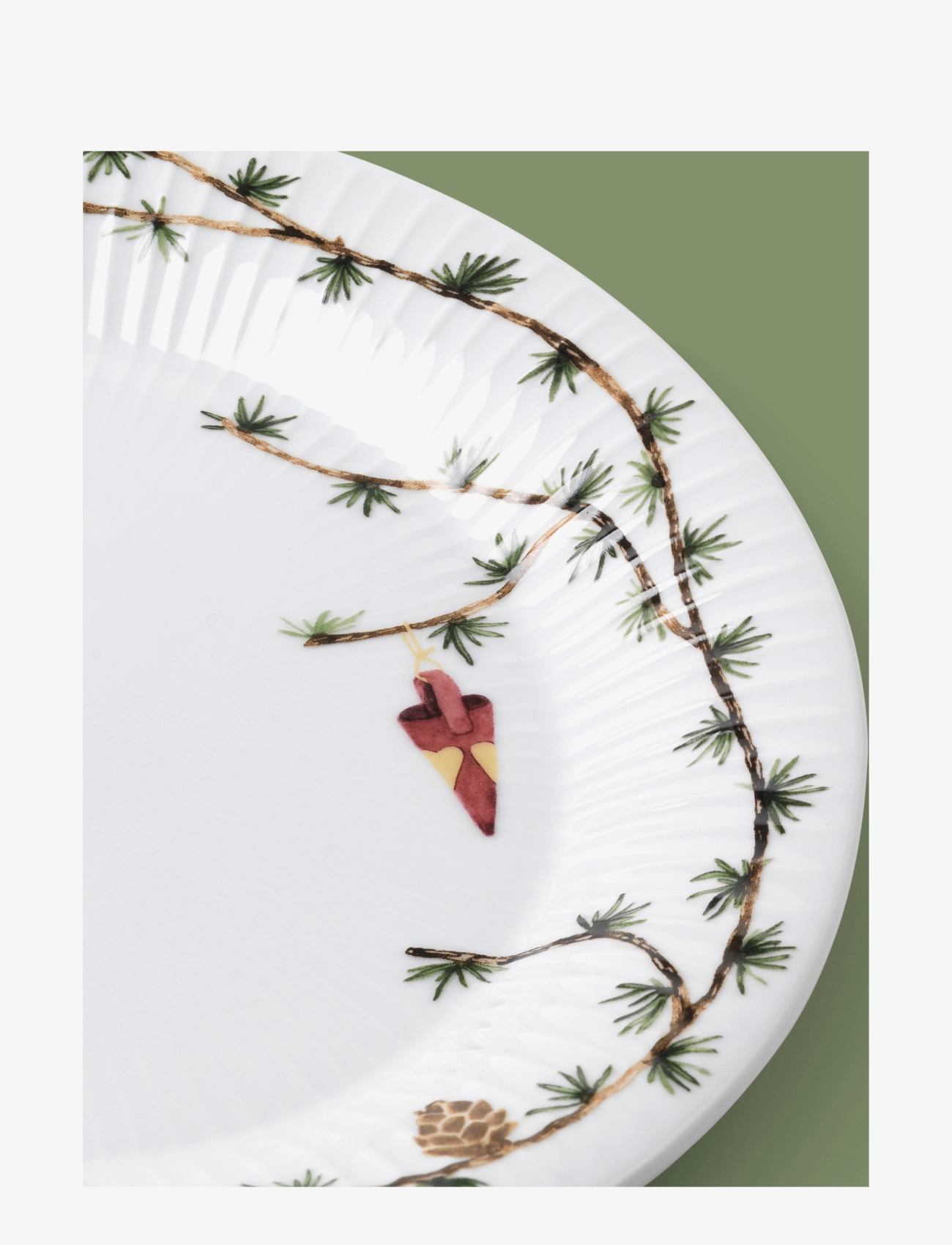 Kähler - Hammershøi Christmas Oval dish 34x27 cm white w. deco - serving platters - white w. deco - 3