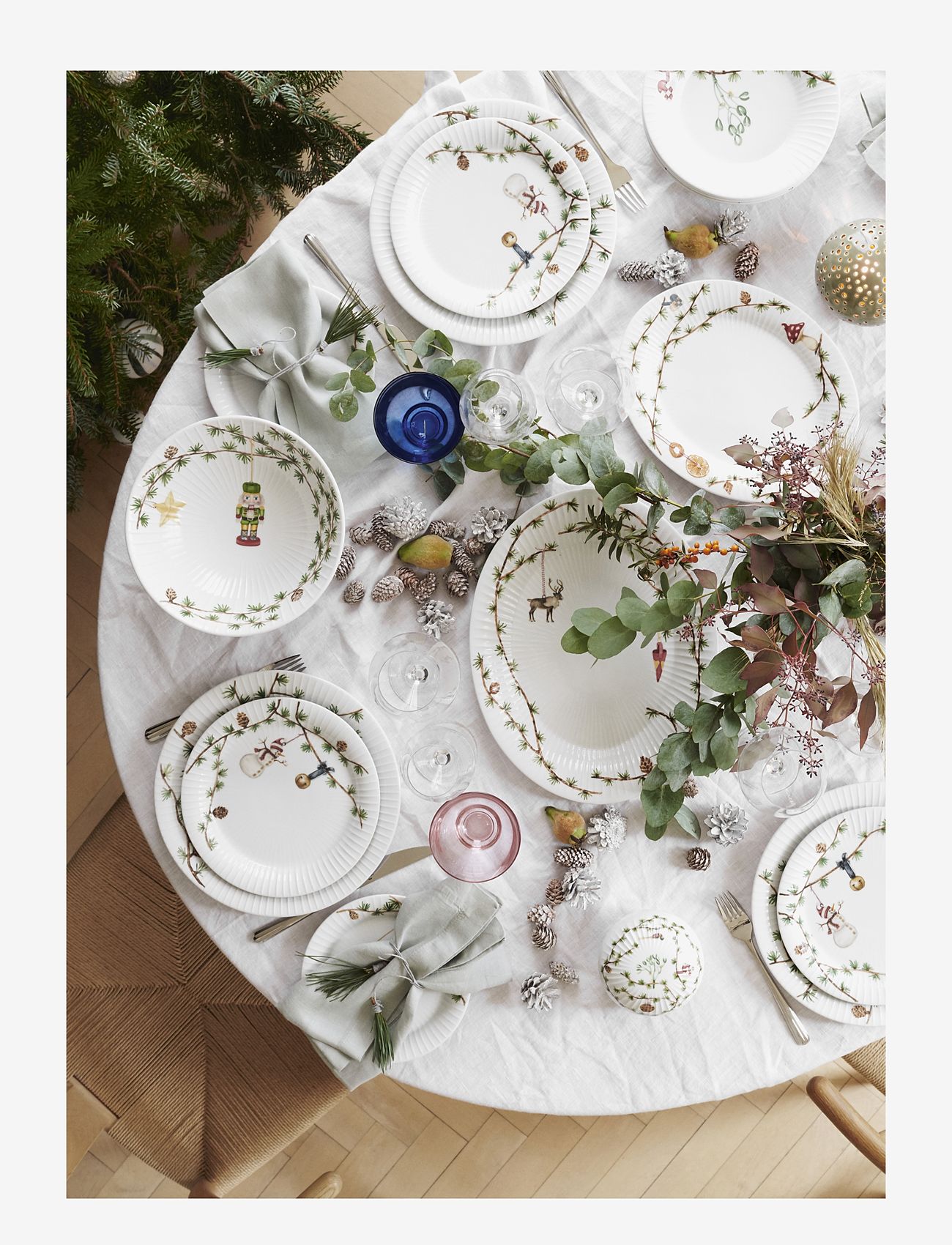 Kähler - Hammershøi Christmas Ovalt fat 34x27 vit m. deko - white w. deco - 4