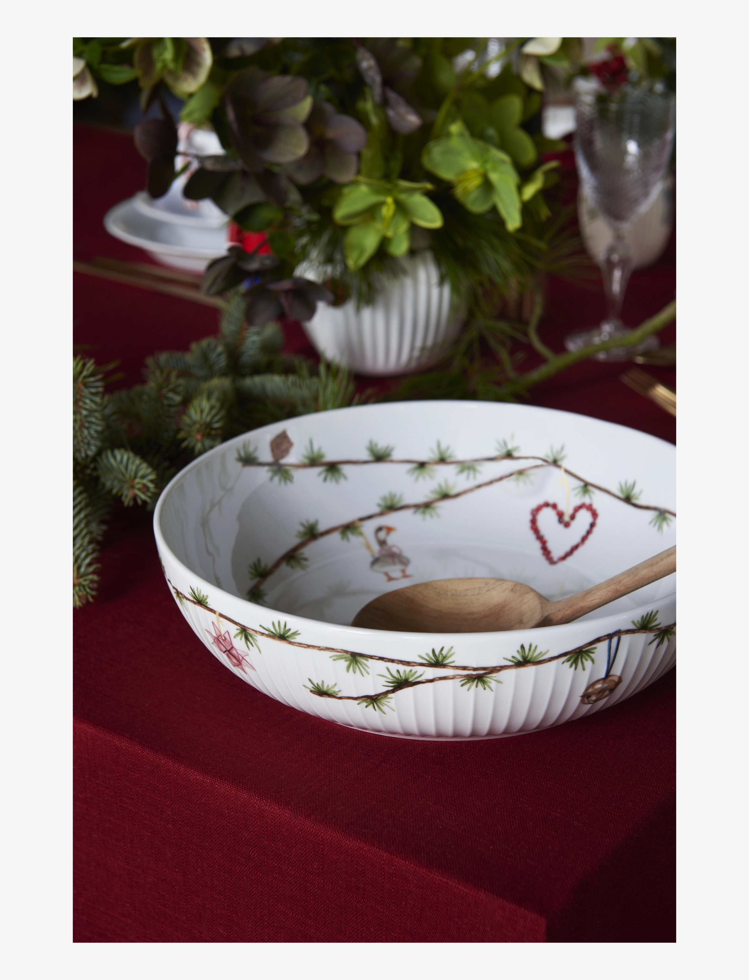 Kähler - Hammershøi Christmas Bowl Ø30 cm white w. deco - white w. deco - 5