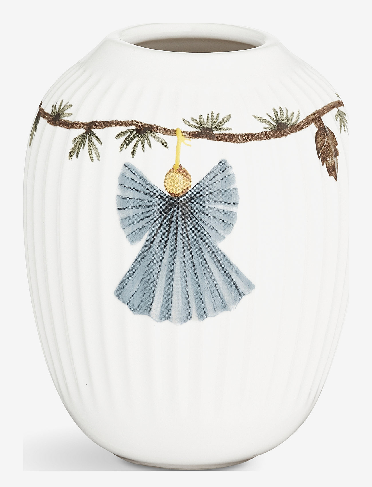 Kähler - Hammershøi Christmas Vase H10.5 hvid m. deko - laveste priser - white w. deco - 0