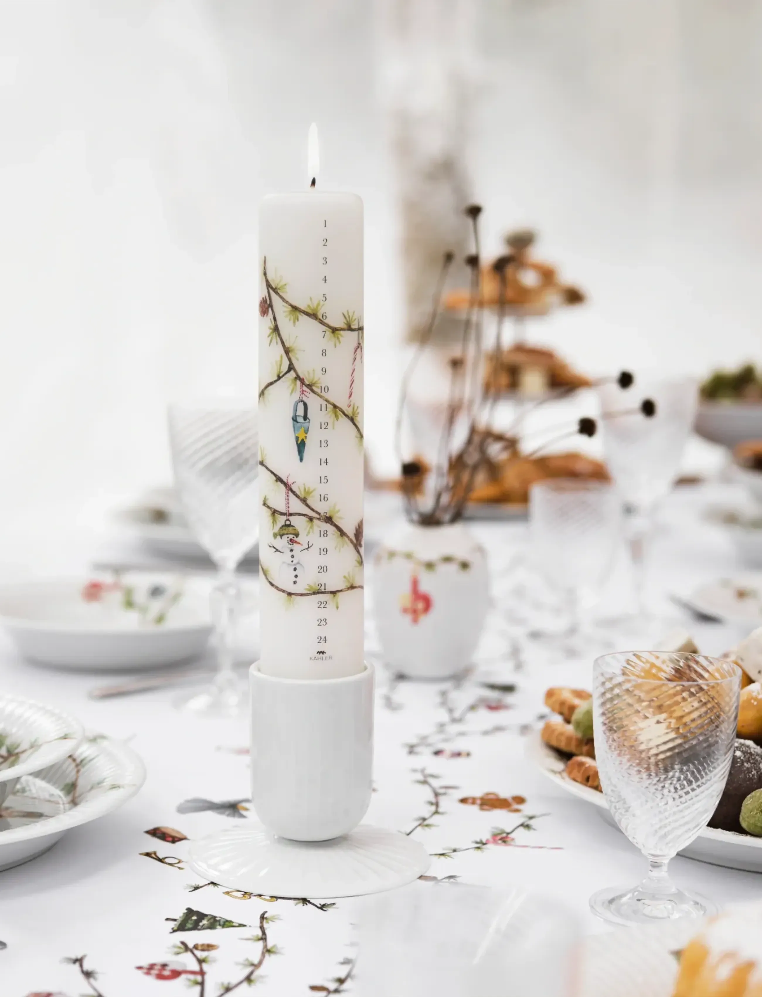 Kähler - Hammershøi Christmas Vase H10.5 hvid m. deko - laveste priser - white w. deco - 4